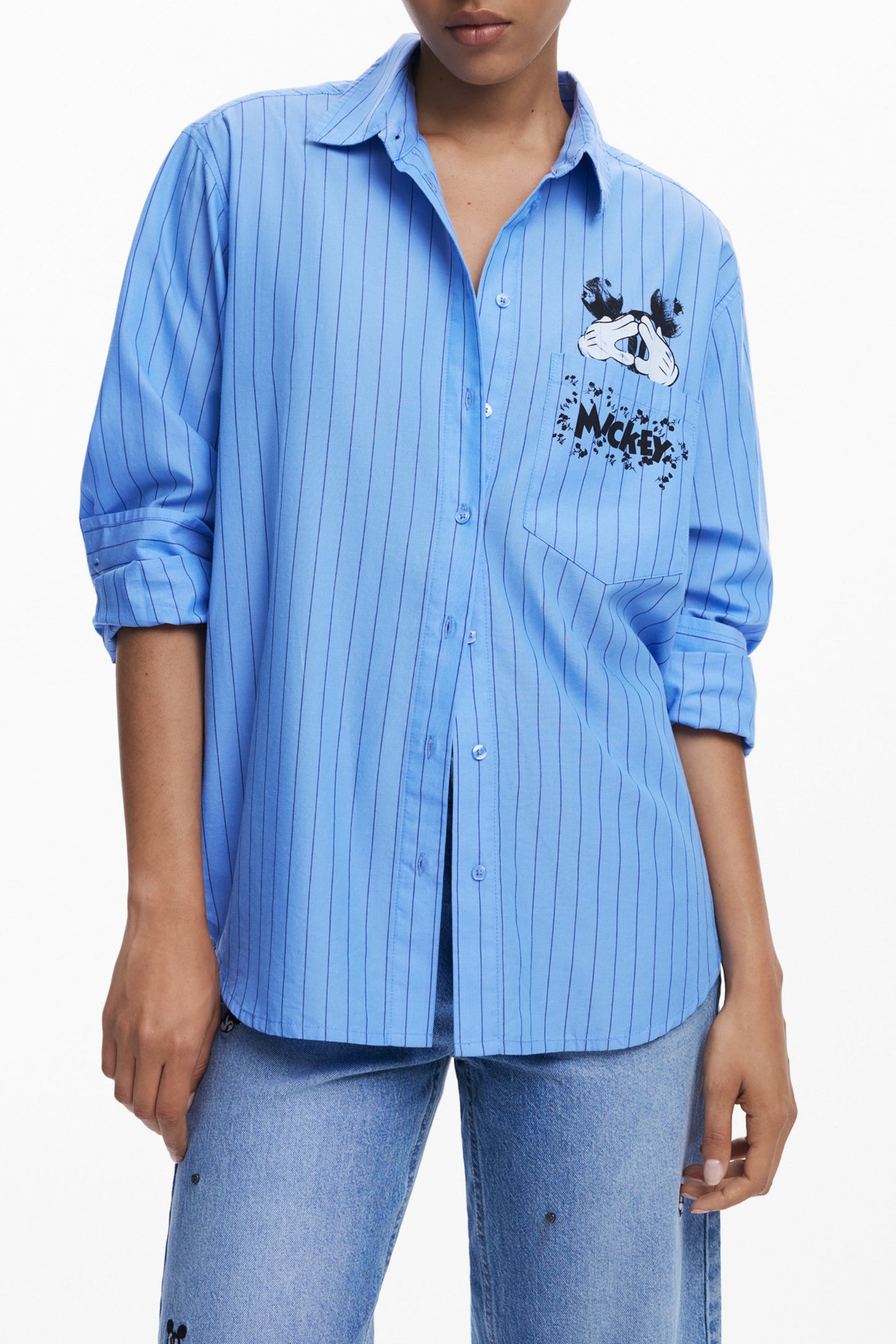 25WWCW19_AZ5055 – Elegantes Damen Langarmhemd Blau mit Print und Italienischem Kragen – Größe: XS, S, M, L – Farbe: Azzurro