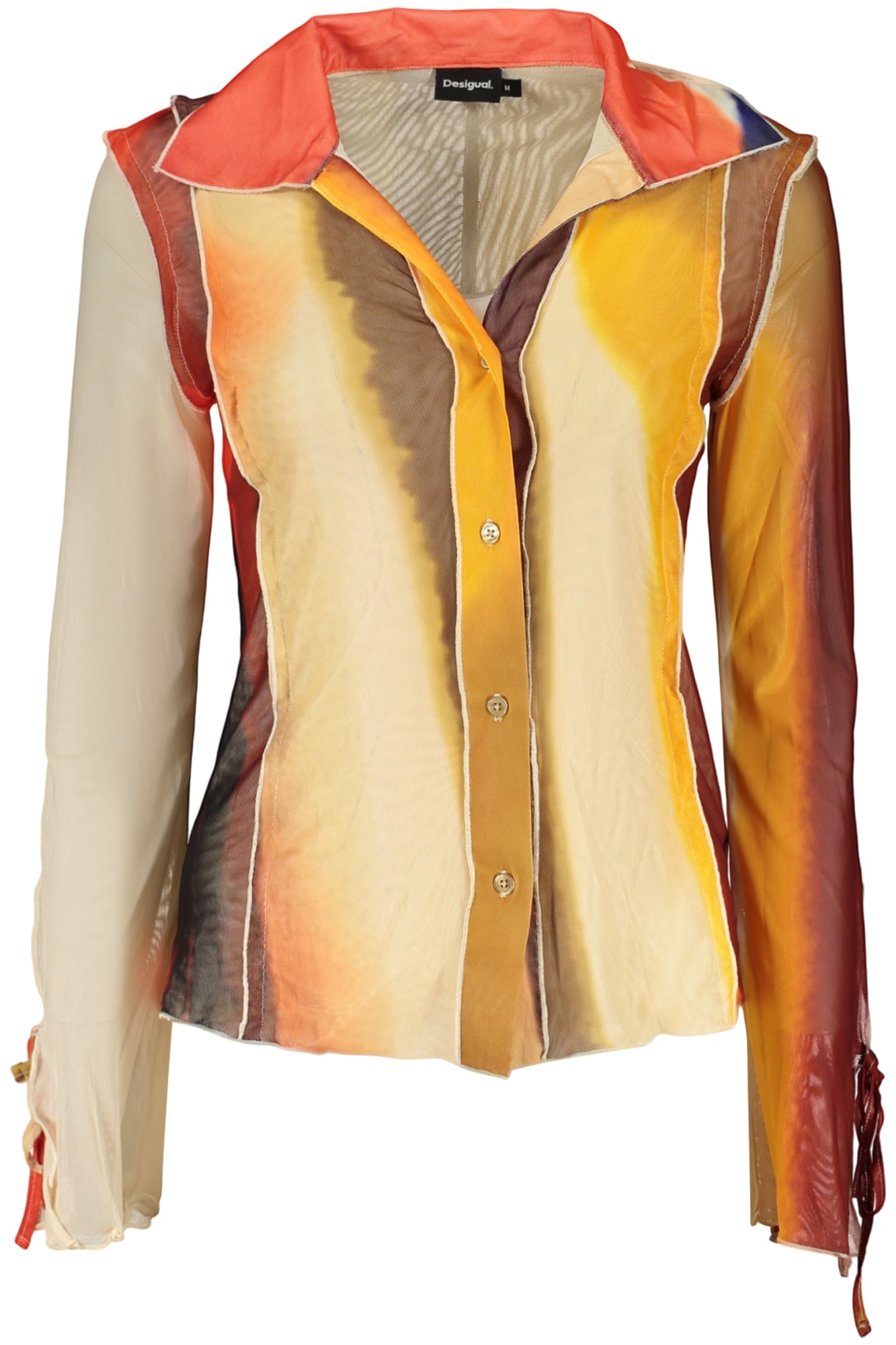 26SWTK28_BE1001 – Elegantes Damenhemd: Beige, Langarm mit Fantasiemuster & V-Ausschnitt – Größe: XS, S, M, L, XL – Farbe: Beige