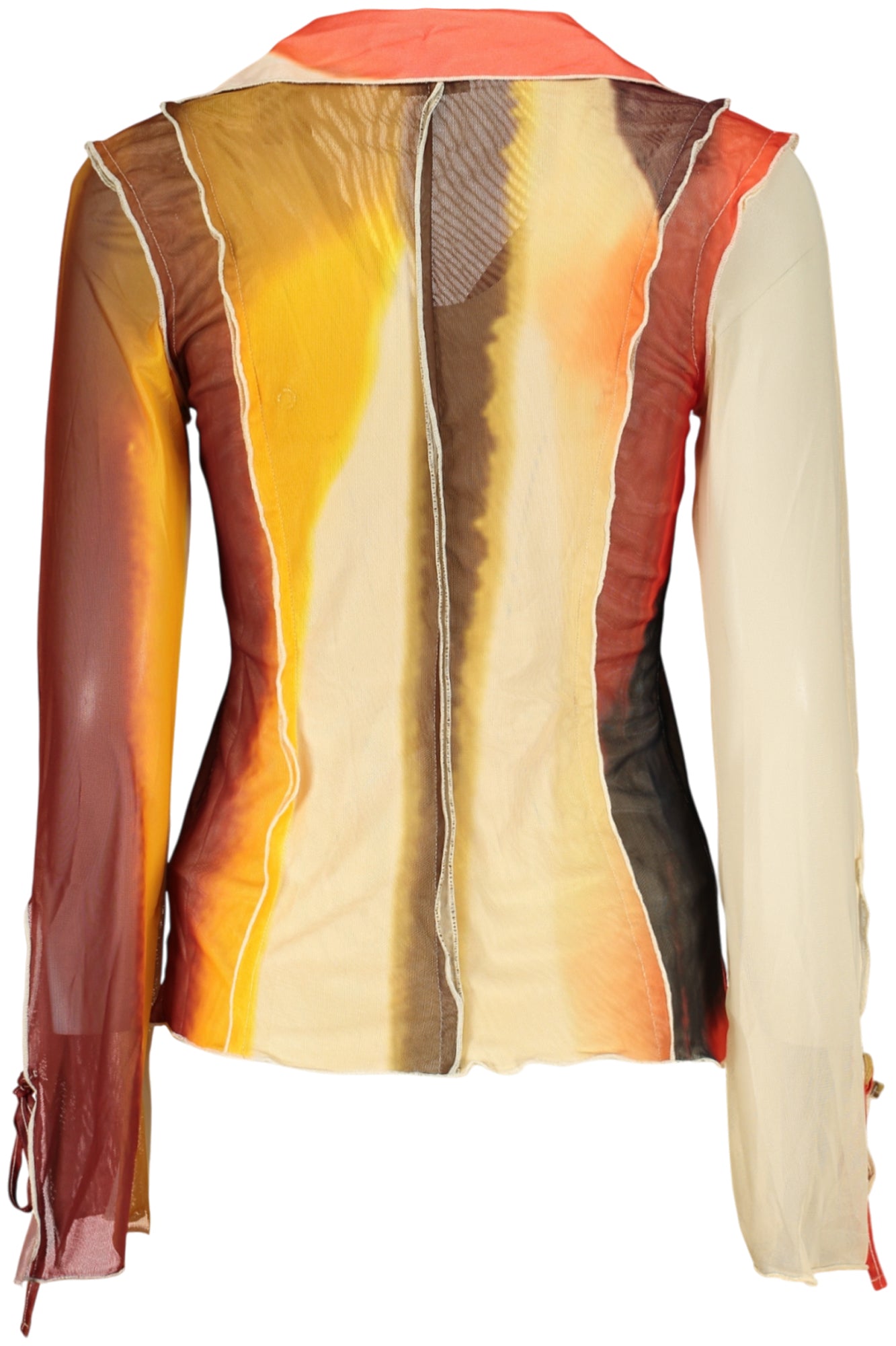 26SWTK28_BE1001 – Elegantes Damenhemd: Beige, Langarm mit Fantasiemuster & V-Ausschnitt – Größe: XS, S, M, L, XL – Farbe: Beige