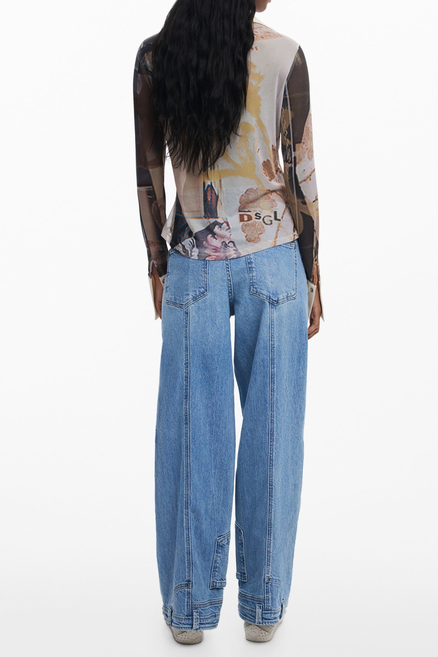 25WWTK26_BE6110 – Beiges Langarmhemd mit Muster, italienischer Kragen & Kontrastelemente – Größe: XS, S, M, L, XL – Farbe: Beige