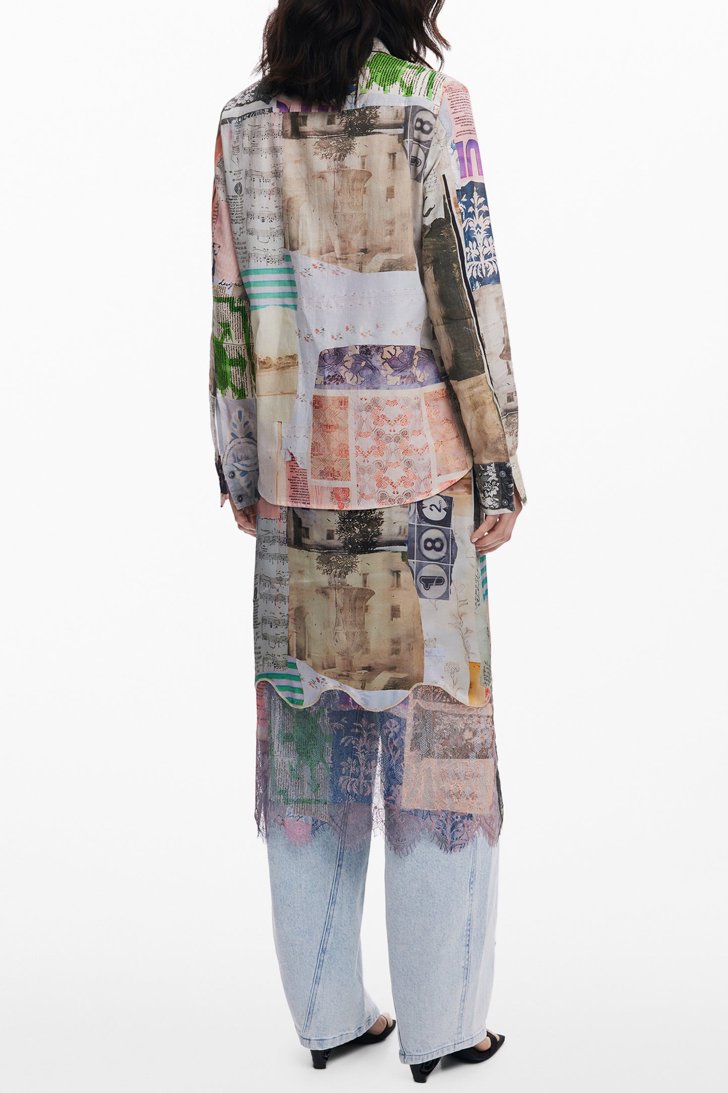 25WWCW18_BE6063 – Elegante Damen Langarmbluse Beige mit Druck und Italienischem Kragen – Größe: XS, S, M, L, XL – Farbe: Beige