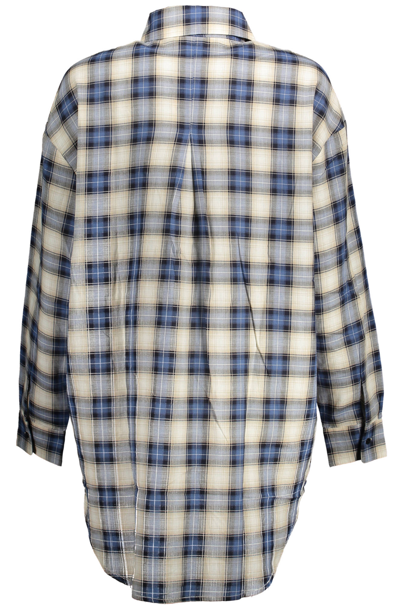 22WWCW35_BLU_5012 – Damen Langarmbluse Blau mit Italienischem Kragen & Brusttasche – Größe: S, M – Farbe: Blu