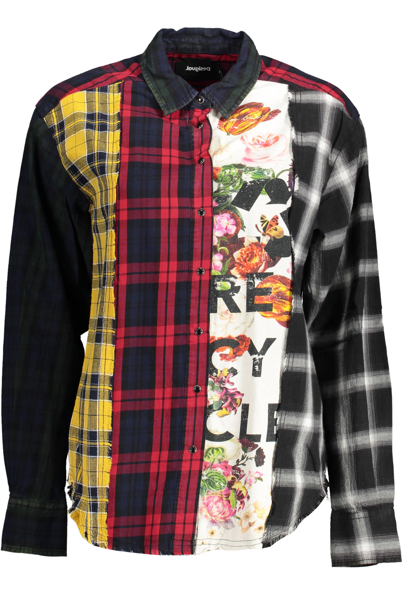 22WWCW13_NERO_9019 – Stilvolles Damen Langarmhemd Schwarz – Eleganz mit Kontrastdetails – Größe: S, M, L, XL, 2XL – Farbe: Nero