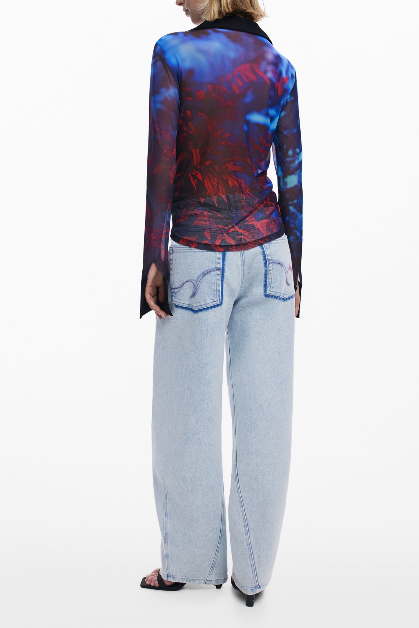 25WWTK61_NE2000 – Fantasiemuster Hemd: Langarm, italienischer Kragen, Kontrastelemente – Größe: XS, S, M, XL, L – Farbe: Nero