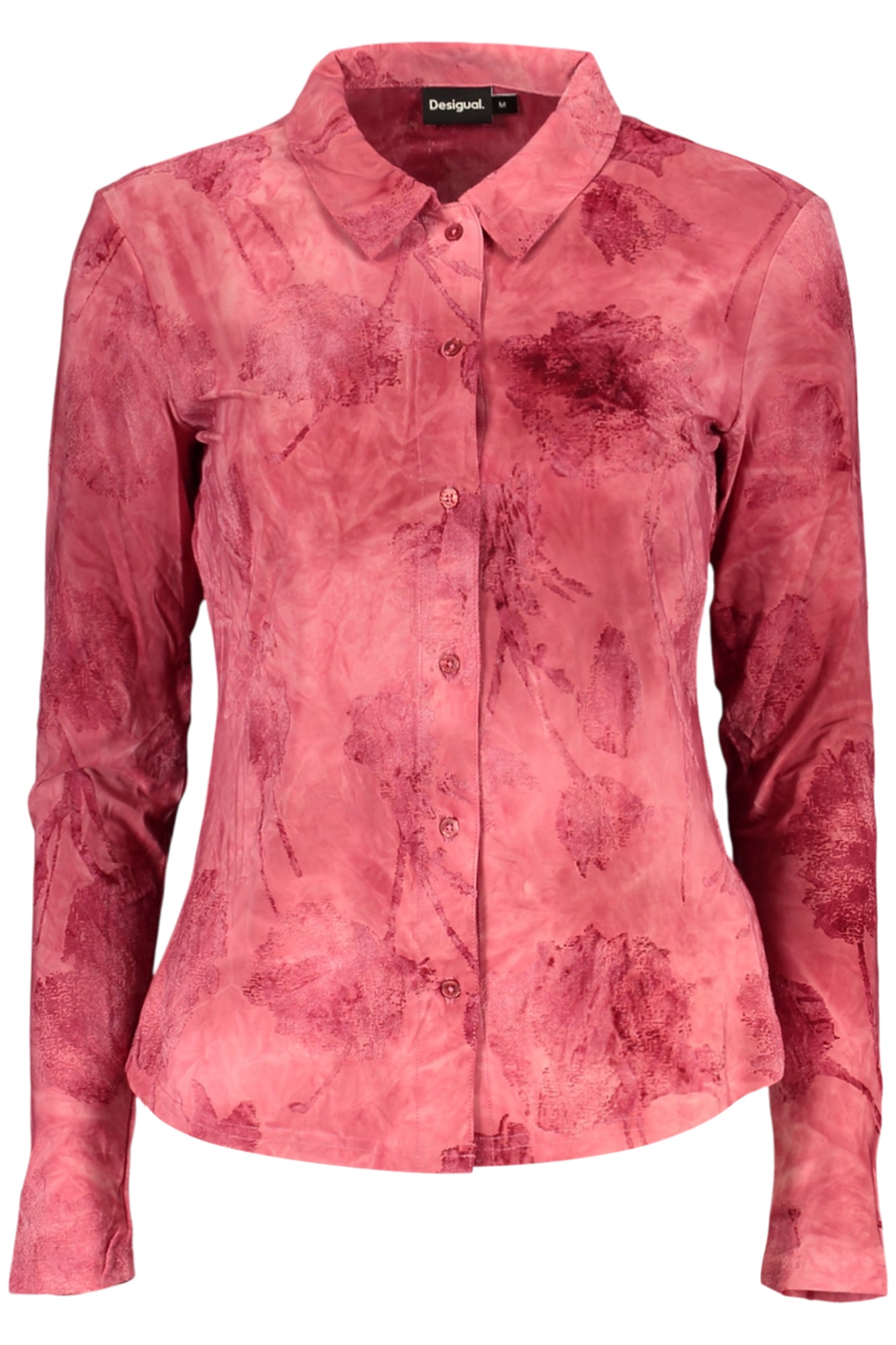26SWTK01_RO3024 – Elegantes rotes Langarmshirt mit italienischem Kragen und Kontrastdetails – Größe: XS, S, M, L – Farbe: Rosso