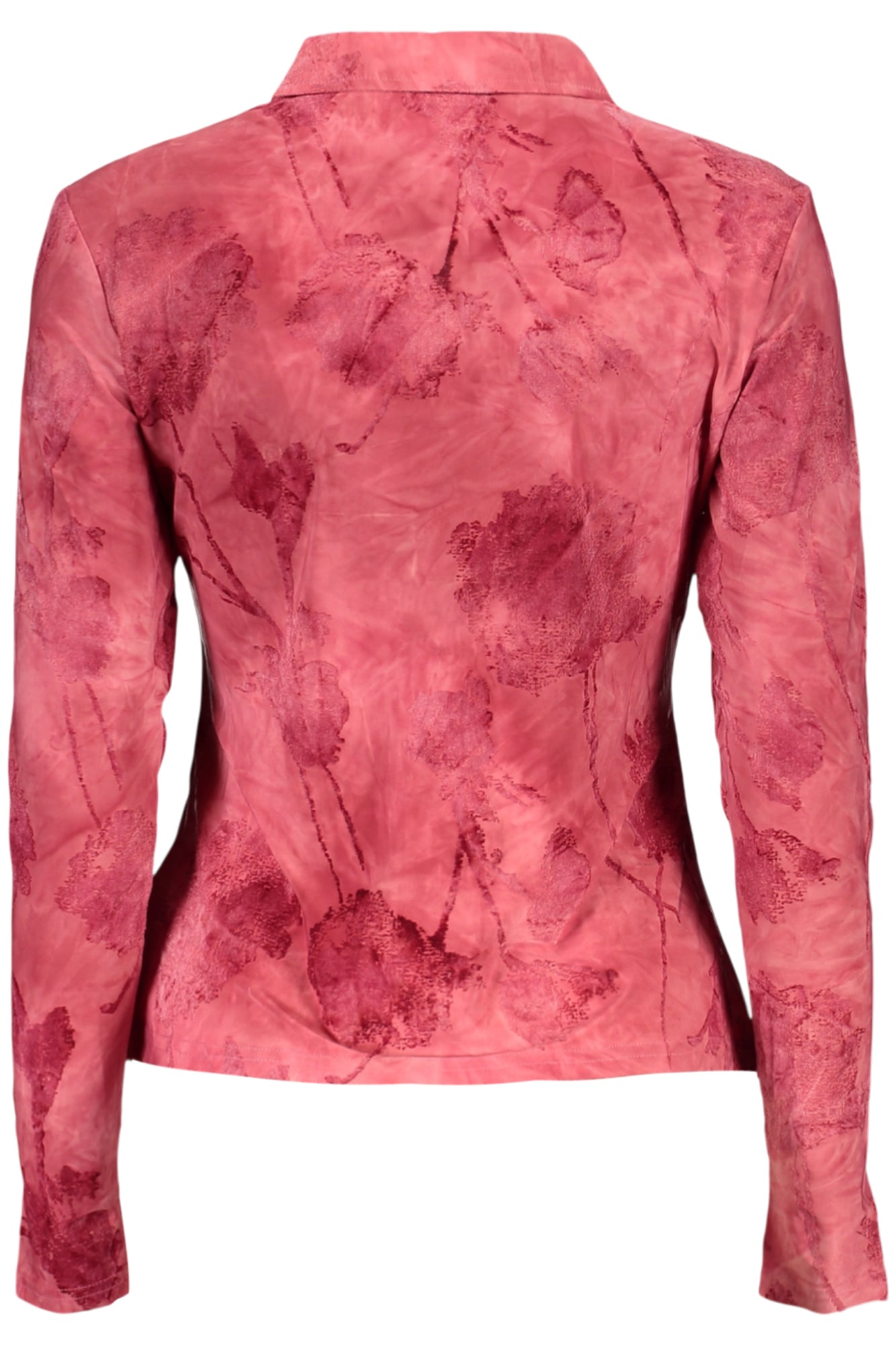 26SWTK01_RO3024 – Elegantes rotes Langarmshirt mit italienischem Kragen und Kontrastdetails – Größe: XS, S, M, L – Farbe: Rosso