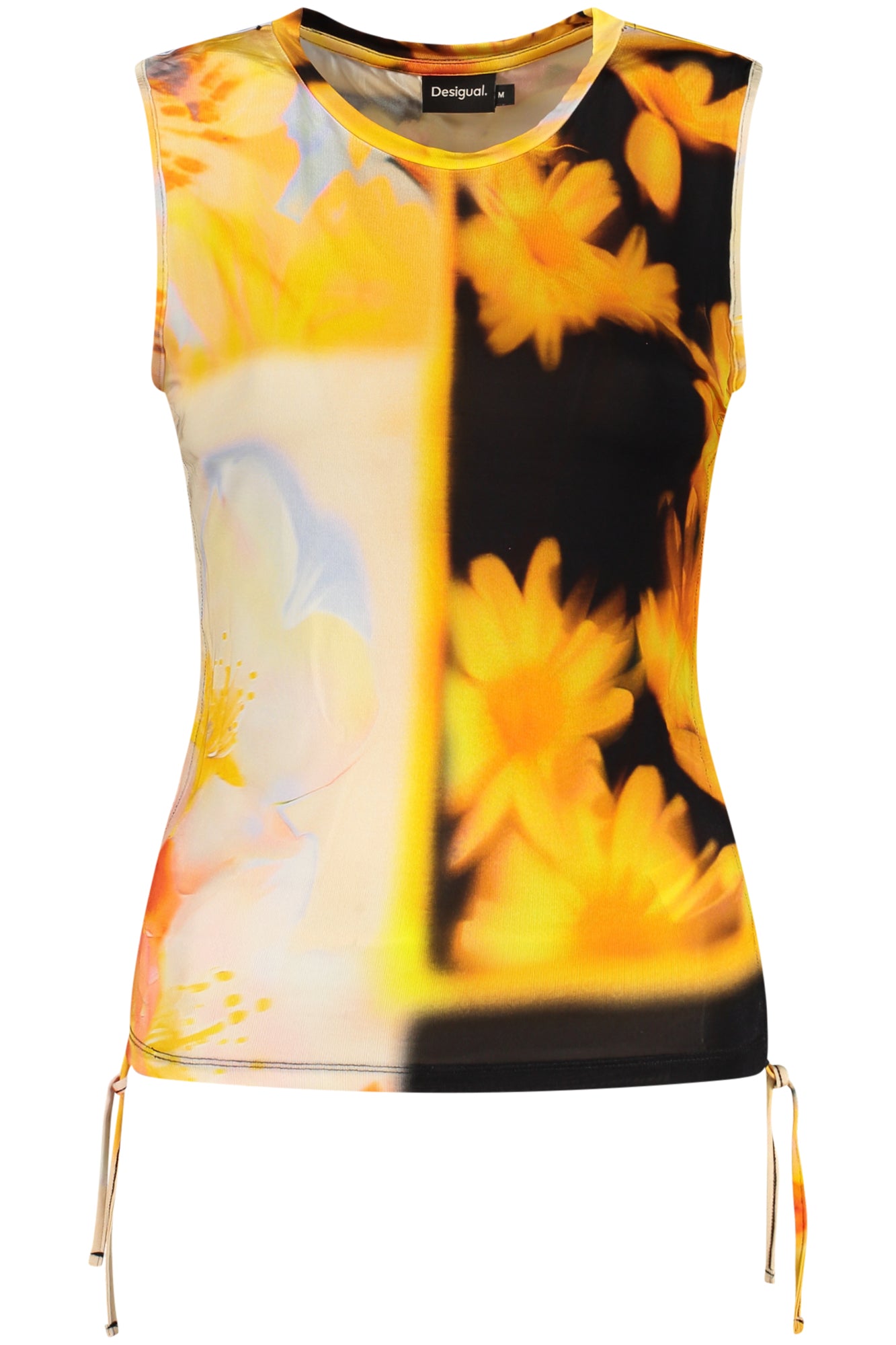 26SWTK47_AR9019 – Bedrucktes Orangenes Damen-Tanktop mit Rundhalsausschnitt & Kontrastdetails – Größe: XS, S, M, L, XL – Farbe: Arancione
