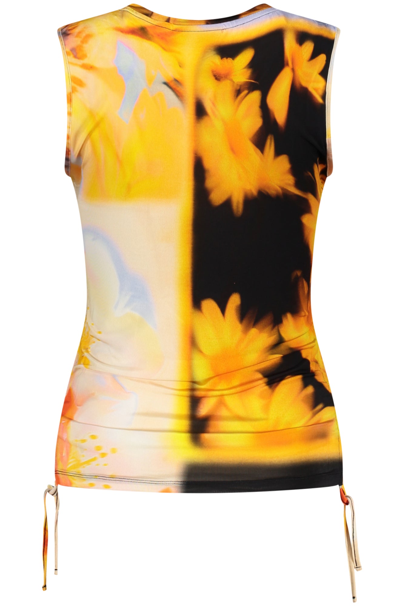 26SWTK47_AR9019 – Bedrucktes Orangenes Damen-Tanktop mit Rundhalsausschnitt & Kontrastdetails – Größe: XS, S, M, L, XL – Farbe: Arancione