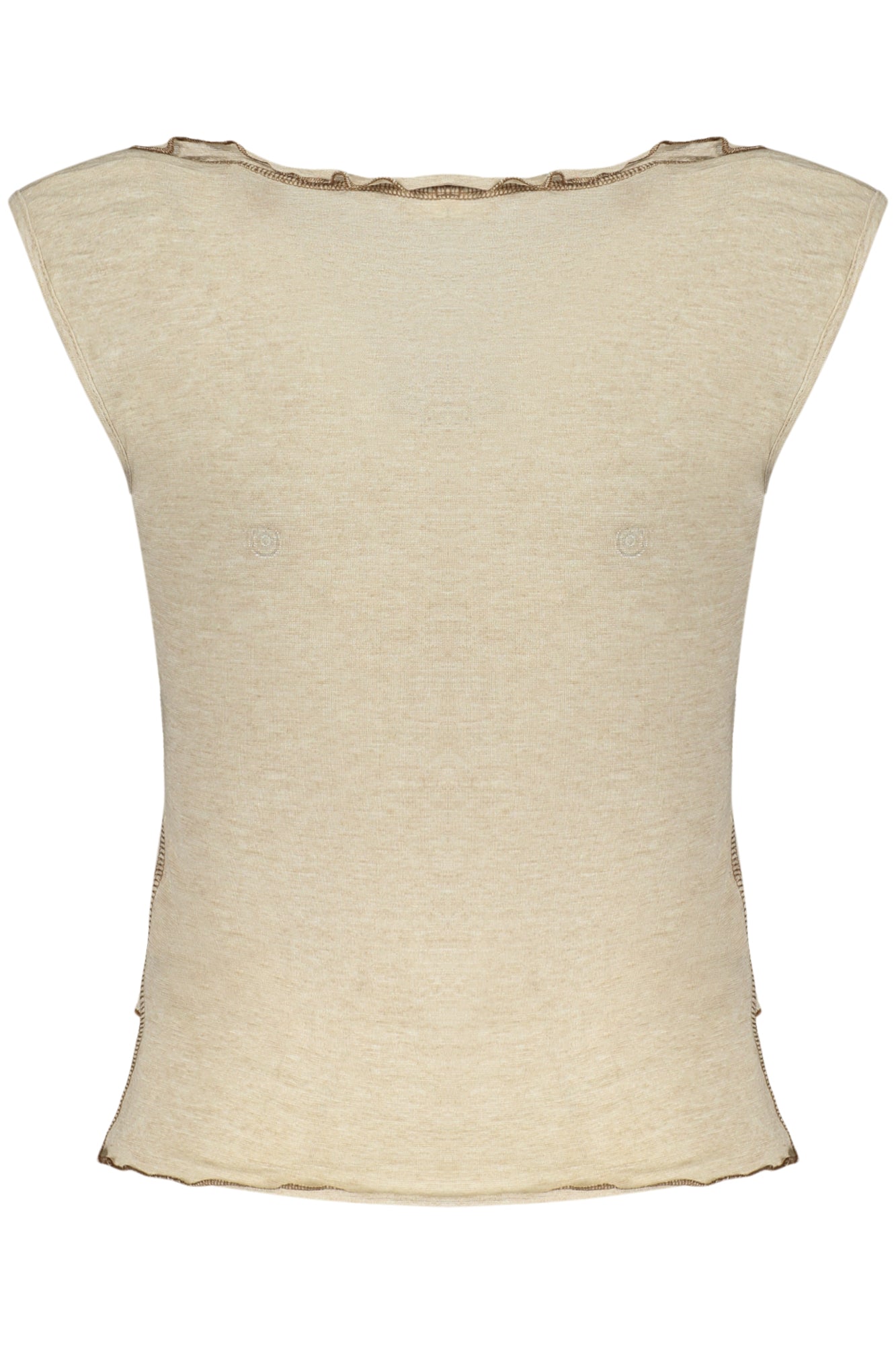 26SWTK24_BE2001 – Beiges Damen-Tanktop mit U-Boot-Ausschnitt und Kontrastdetails – Größe: XS, S, M, L, XL – Farbe: Beige