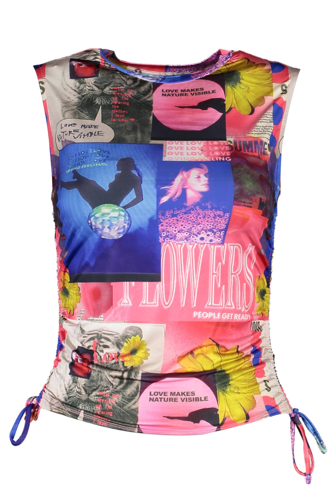 23SWTKBK_BLU_9019 – Damen Tanktop Blau mit verstellbaren Kordeln und Kontrastdetails – Größe: M, L, XL – Farbe: Blu