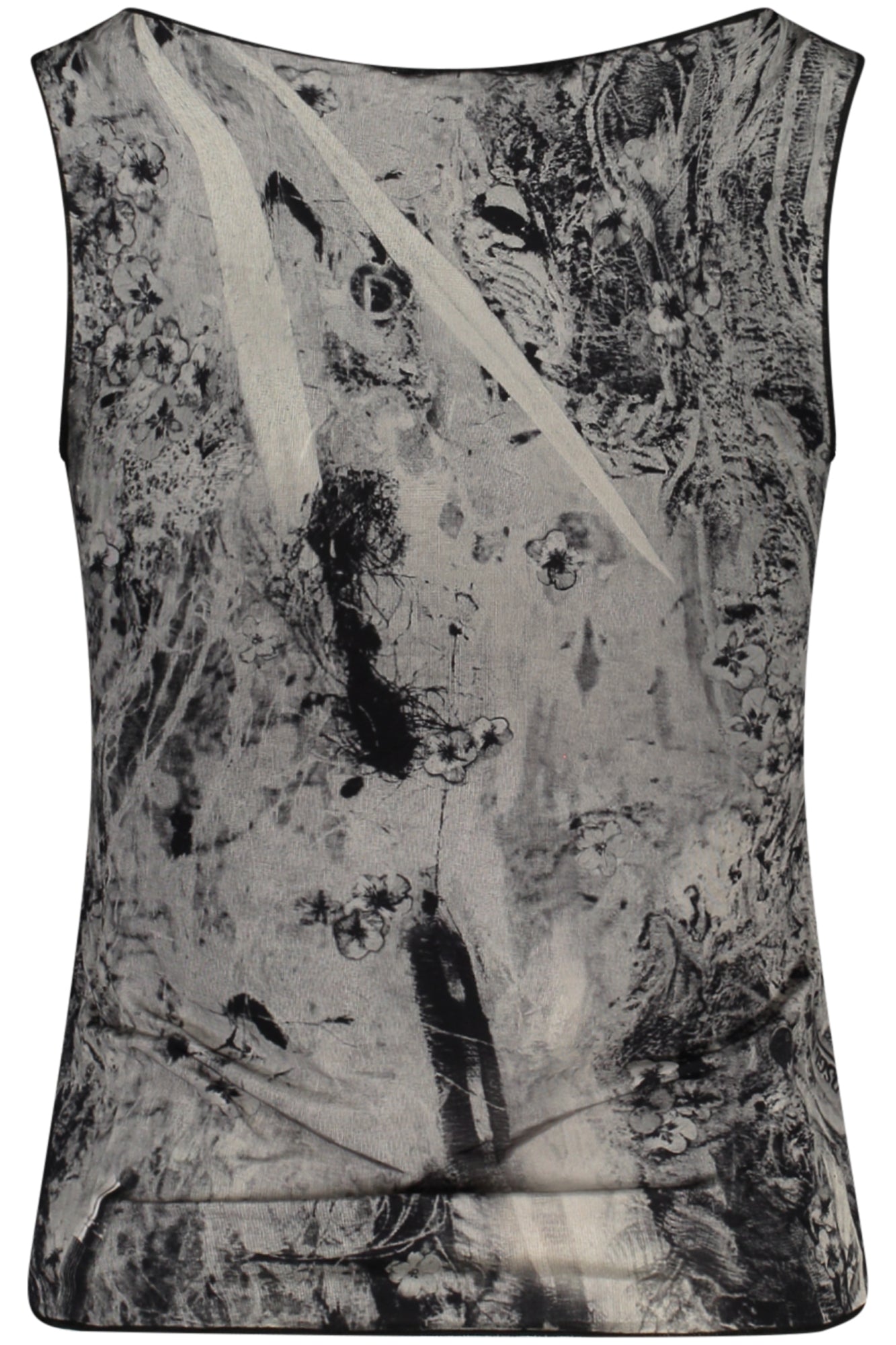 26SWTK12_NE2063 – Stylisches Damen-Tanktop Schwarz mit Kontrasten und Rundhals – Größe: XS, M, L, S, XL – Farbe: Nero