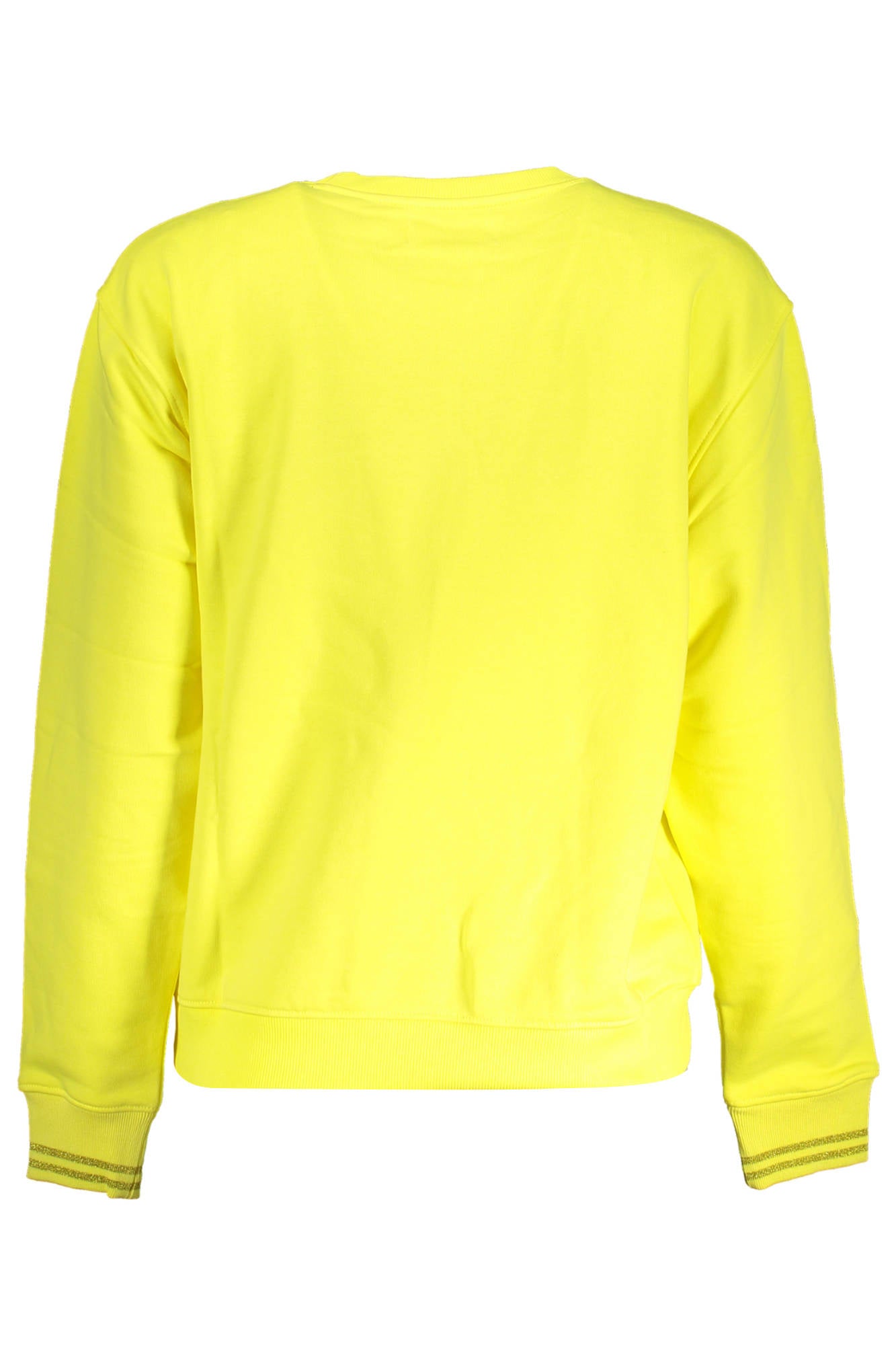 23SWSK01_GIALLO_8035 – Gelbes Damen-Langarm-Sweatshirt mit Applikation und Rundhalsausschnitt – Größe: L, XL, 2XL – Farbe: Giallo
