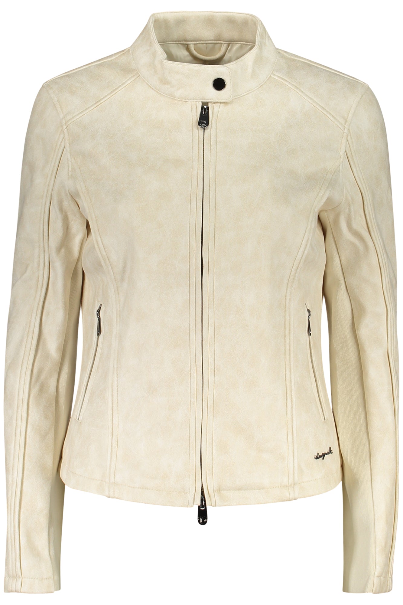 26SWEW10_BI1000 – Elegante Damenjacke: Sandfarben, langärmlig, mit Taschen & Reißverschluss – Größe: XS, S, M, L, XL – Farbe: Bianco