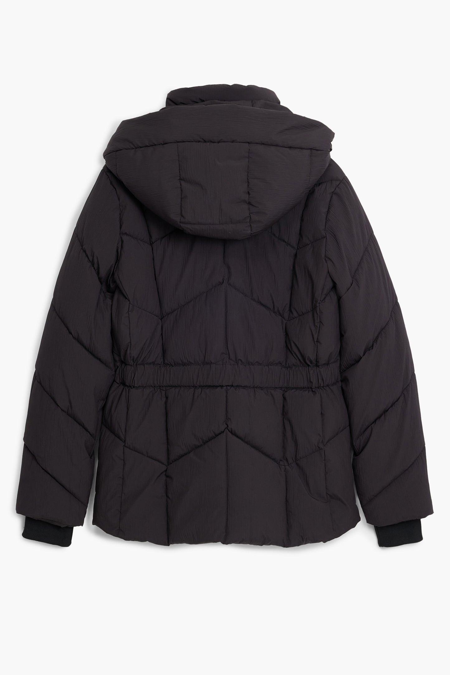 25WWEW30_NE2000 – Damenjacke Schwarz mit Kapuze & Taillengürtel | Stylisch & Praktisch – Größe: XS, S, M, L, XL – Farbe: Nero