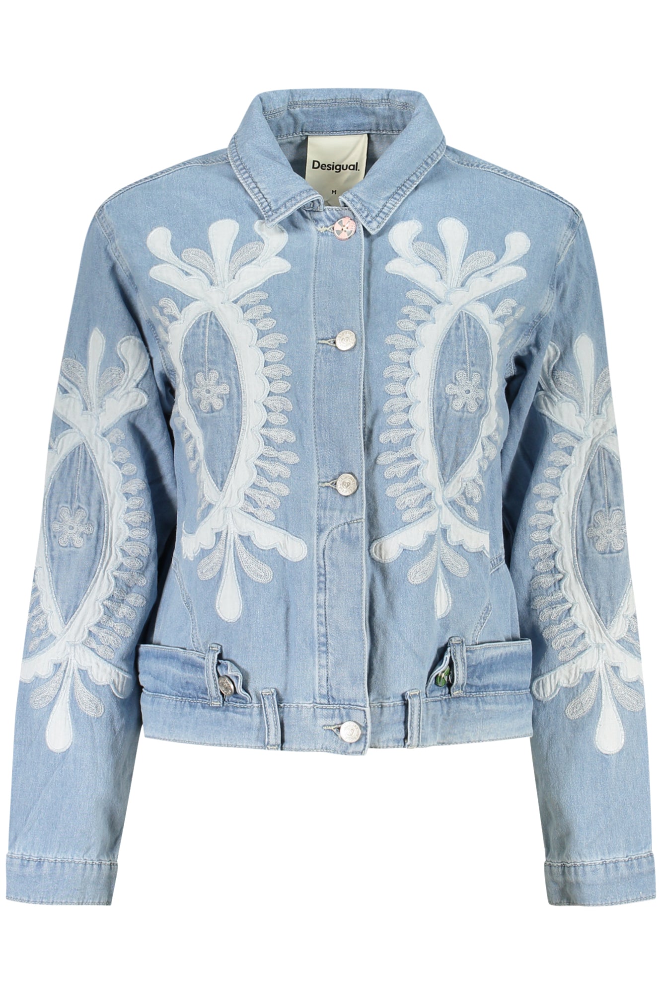 26SWED04_AZ5053 – Damen Jeansjacke in Blau mit Stickerei & Kontrastdetails – Größe: XS, S, M, L, XL – Farbe: Azzurro