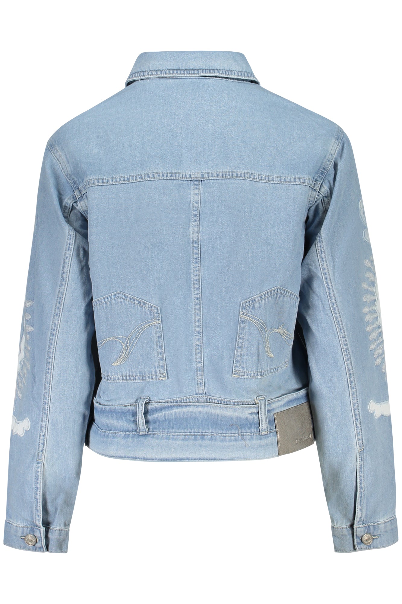 26SWED04_AZ5053 – Damen Jeansjacke in Blau mit Stickerei & Kontrastdetails – Größe: XS, S, M, L, XL – Farbe: Azzurro