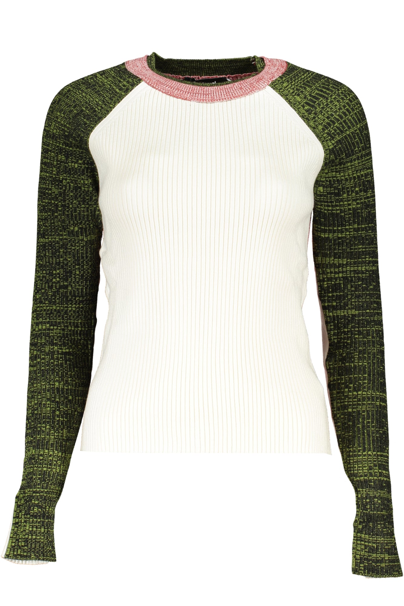 23WWJF19_BI1001 – Weißer Damenpullover mit Rundhals und kontrastierenden Details – Größe: S, M, L, XL – Farbe: Bianco