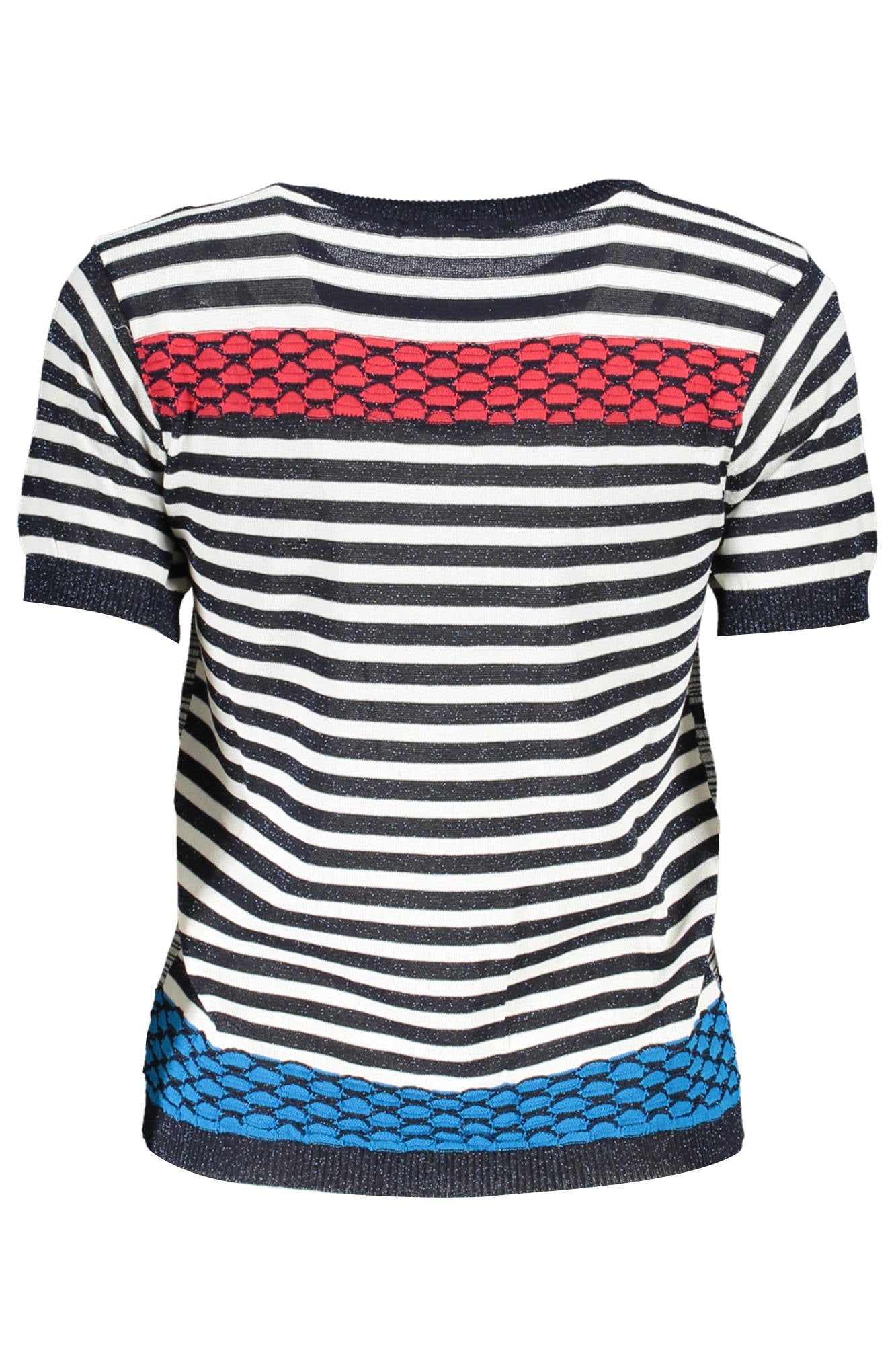 23SWTKBM_BLU_5010 – Stilvolles Damenpullover Blau mit Kontrastdetails und Rundhalsausschnitt – Größe: S, M, L, XL, 2XL – Farbe: Blu