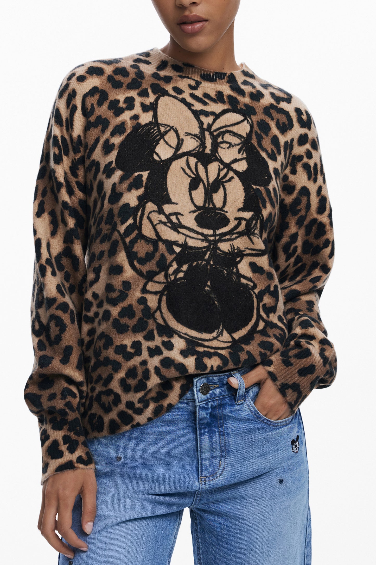 25WWJF43_MA6001 – Trendiger Damenpullover in Braun mit Muster und hohem Kragen – Größe: XS, S, M, L, XL – Farbe: Marrone