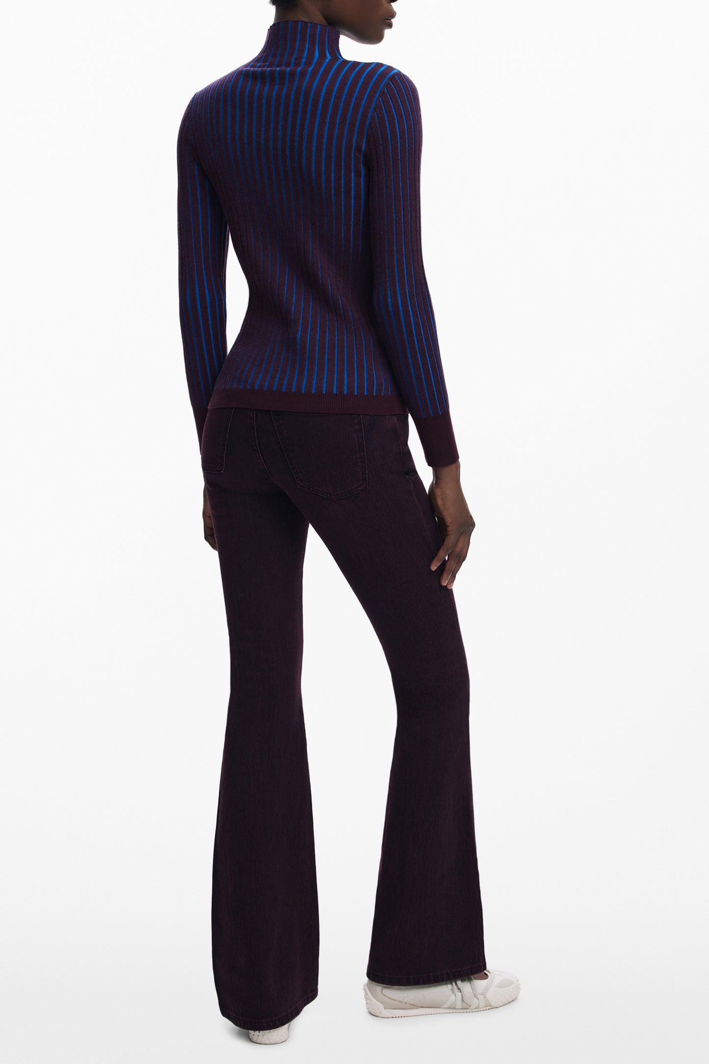 25WWJF18_MA5019 – Brauner Damenpullover mit Rollkragen und Kontrastdetails - Stilvoller Look – Größe: XS, S, M, L, XL – Farbe: Marrone