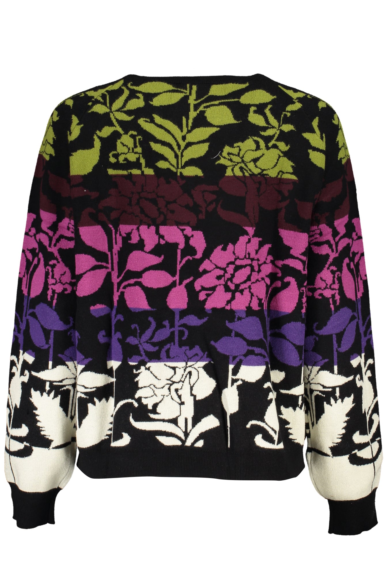 23WWJF05_NE2000 – Damenpullover Schwarz - Langarm, Rundhals, Kontrastdetails, Elegant – Größe: M, L, XL, 2XL, S – Farbe: Nero