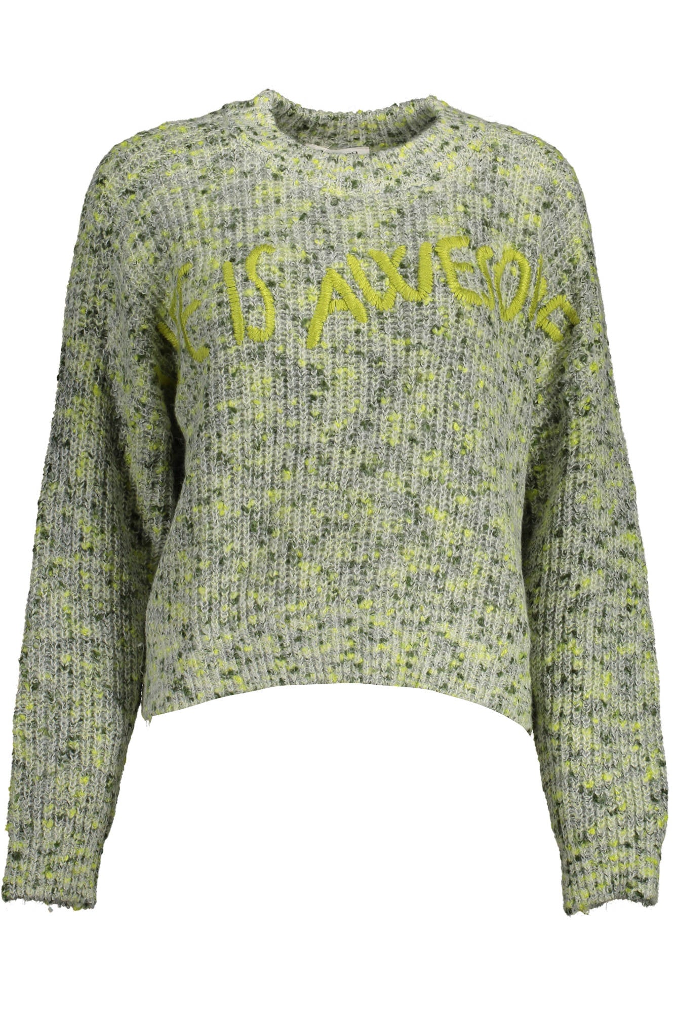 22WWJF67_VERDE_4025 – Grüner Damenpullover mit Stickerei und Kontrastdetails - Trend 2023 – Größe: S, M, L, XL – Farbe: Verde
