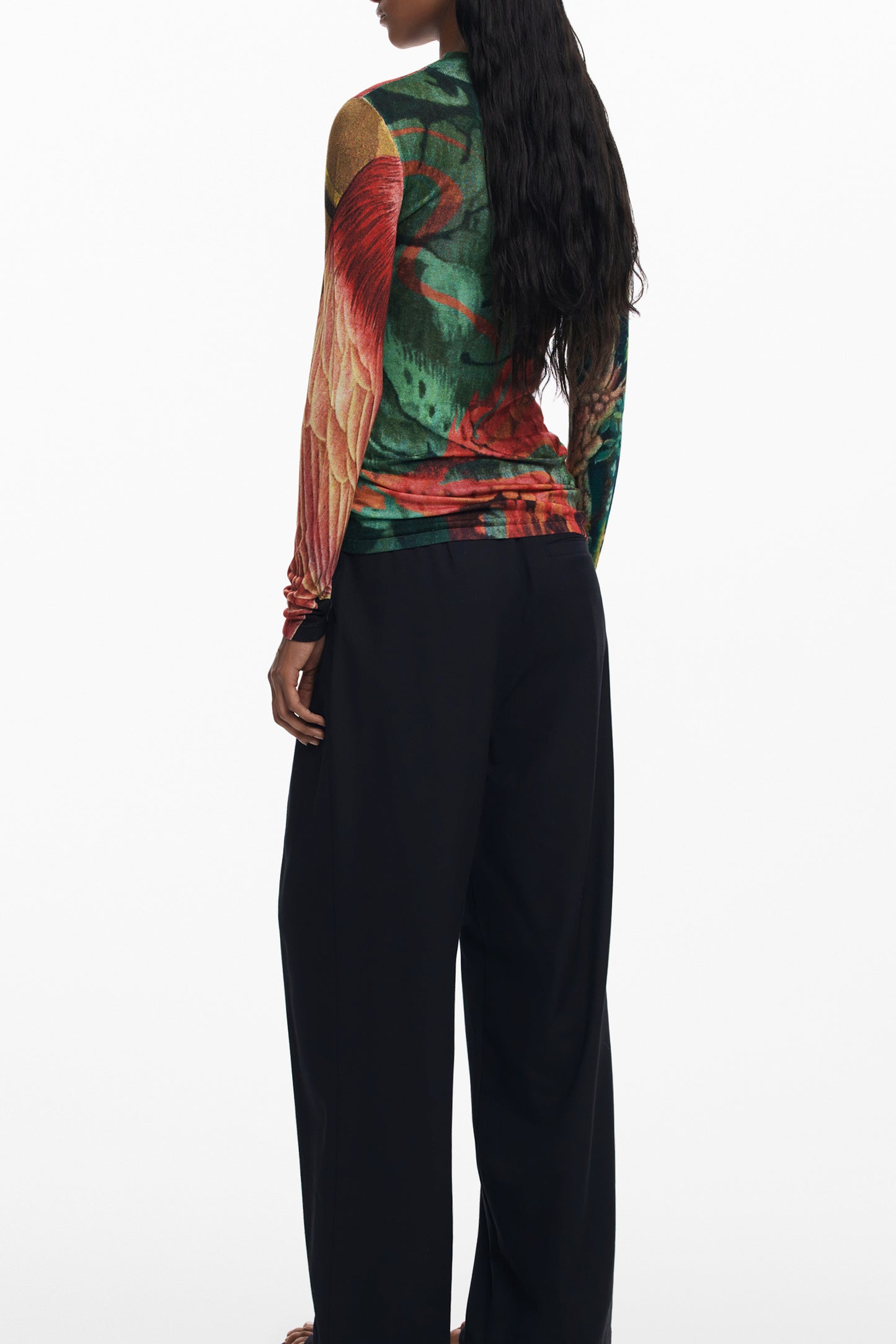 25WWJF48_VE4055 – Eleganter Damenpullover in Grün: Muster, Stehkragen & Details – Größe: XS, S, M, L, XL – Farbe: Verde