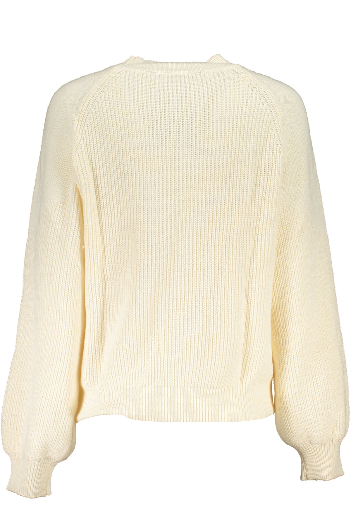 23WWJF14_BI1001 – Eleganter Damenpullover: Weiß, hoher Kragen, Kontrastdetails – Größe: S, M, L, XL, 2XL – Farbe: Bianco