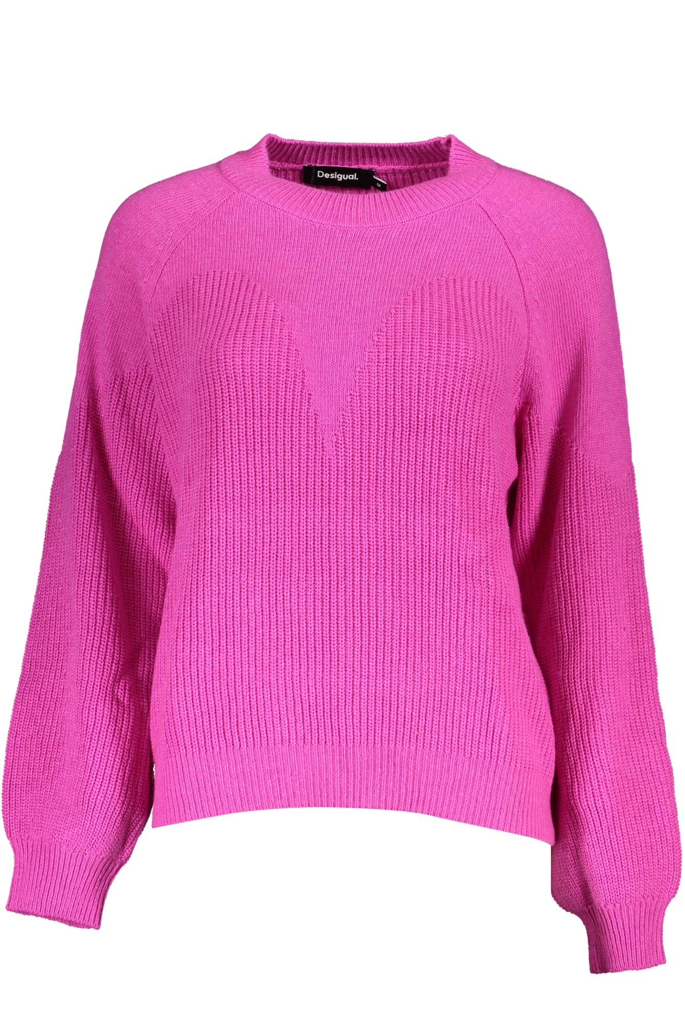23WWJF14_RS3002 – Rosa Damenpullover mit hohem Kragen und Kontrastdetails entdecken – Größe: L, XL, 2XL – Farbe: Rosa