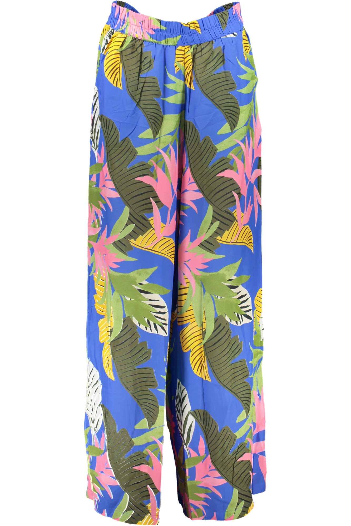 24SWMW21_BL5010 – Damenhose Blau mit Muster und weitem Bein - Modisch & Bequem – Größe: S, L, XL – Farbe: Blu