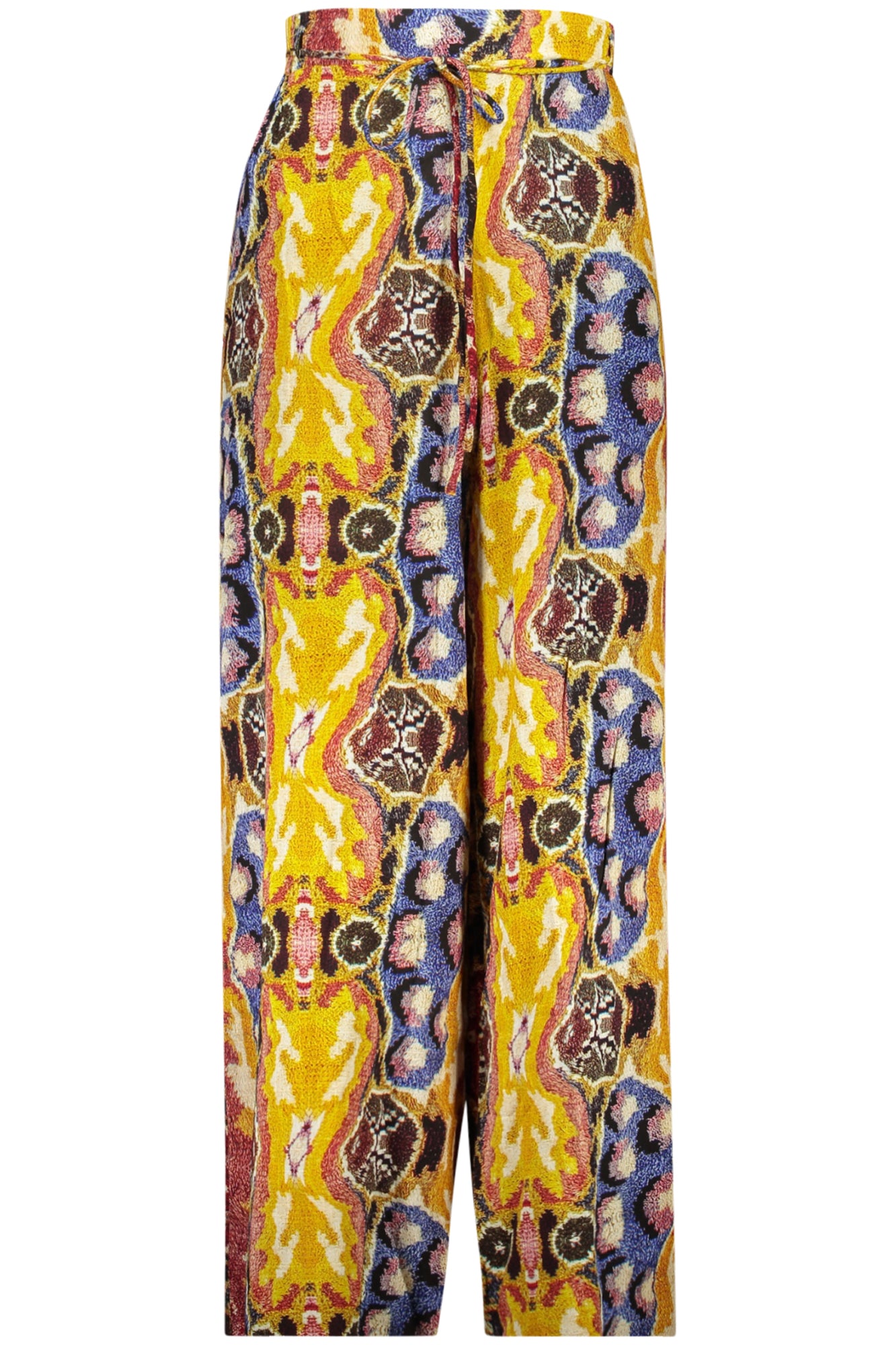 26SWPW49_GI9019 – Damenhose Gelb mit Fantasiemuster, Elastikbund & Taschen, Bequemer Style – Größe: XS, S, M, L, XL – Farbe: Giallo