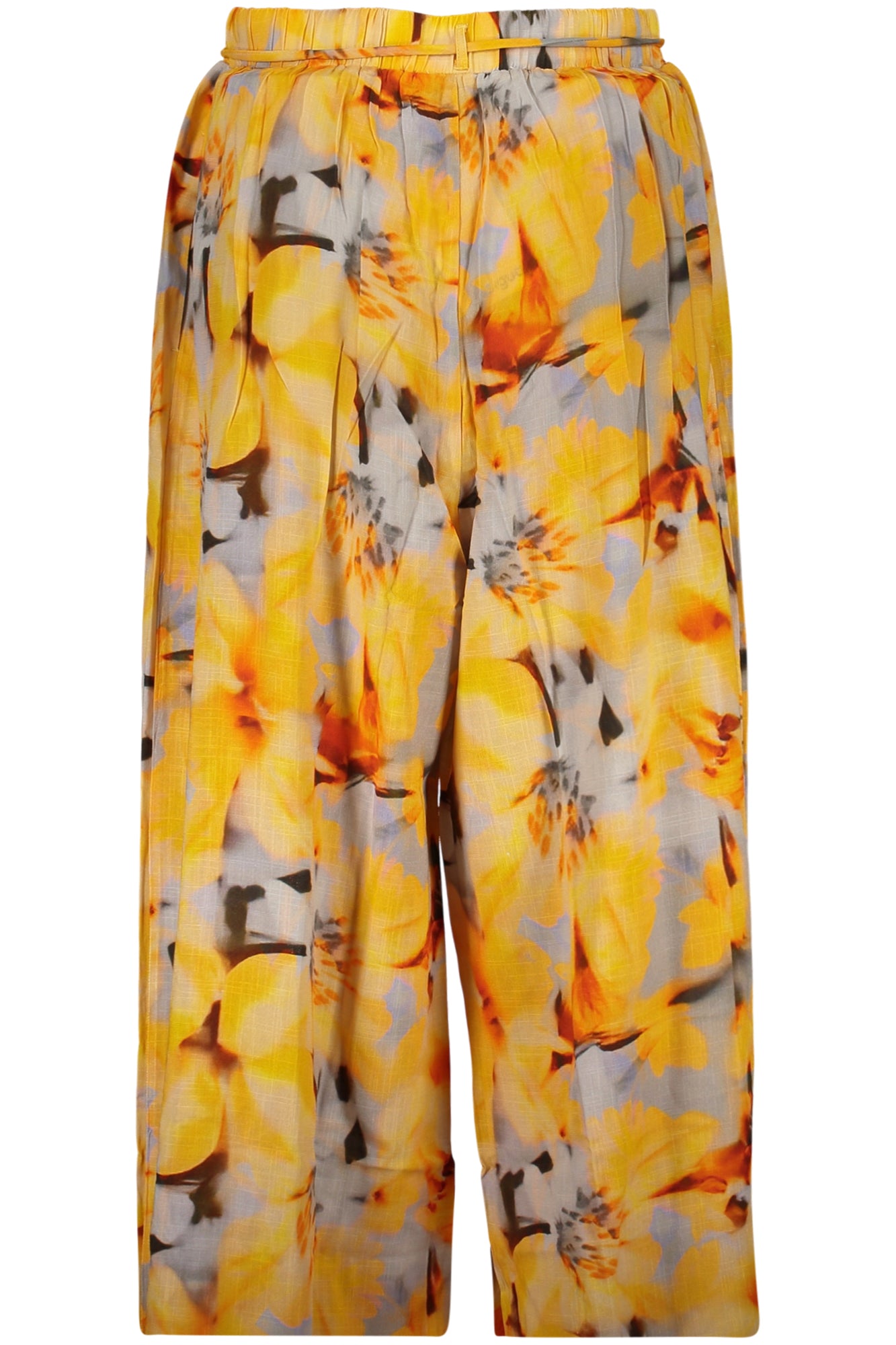 26SWPW38_GI5002 – Stylische Gelbe Damenhose mit Muster und abnehmbarem Gürtel – Größe: XS, S, M, L, XL – Farbe: Giallo