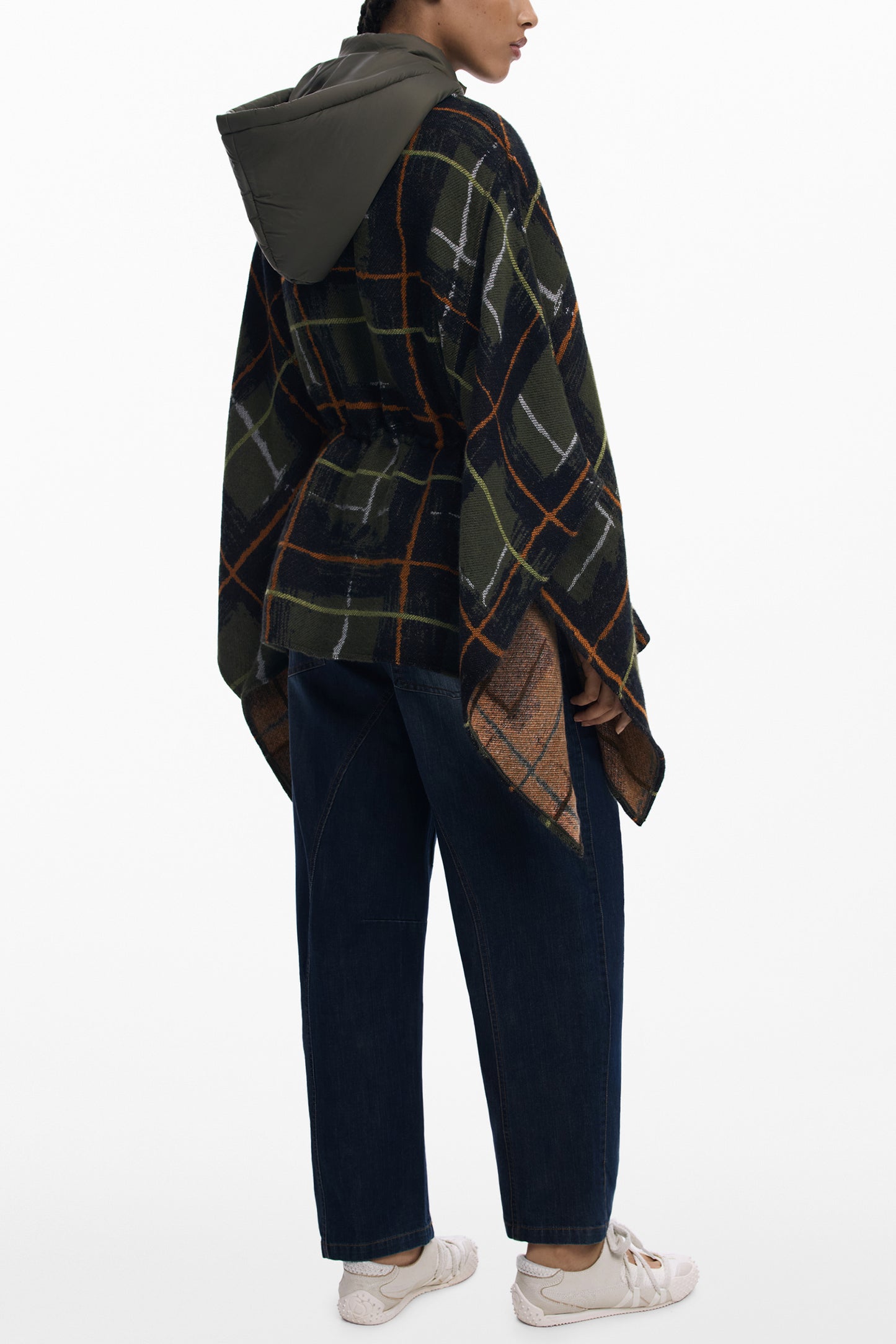 25WAIA12_VE4002 – Grüner Damen-Poncho mit Karomuster: Stilvoller Komfort für jeden Tag – Größe: UNI – Farbe: Verde