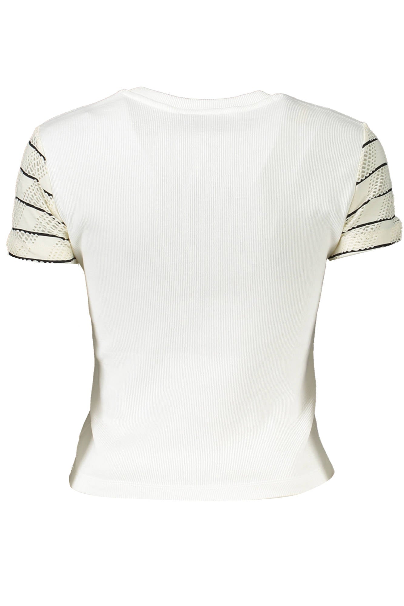 23SWTK64_BIANCO_1001 – Stilvolles weißes Damen-T-Shirt mit Print und Kontrastdetails – Größe: XL, L – Farbe: Bianco