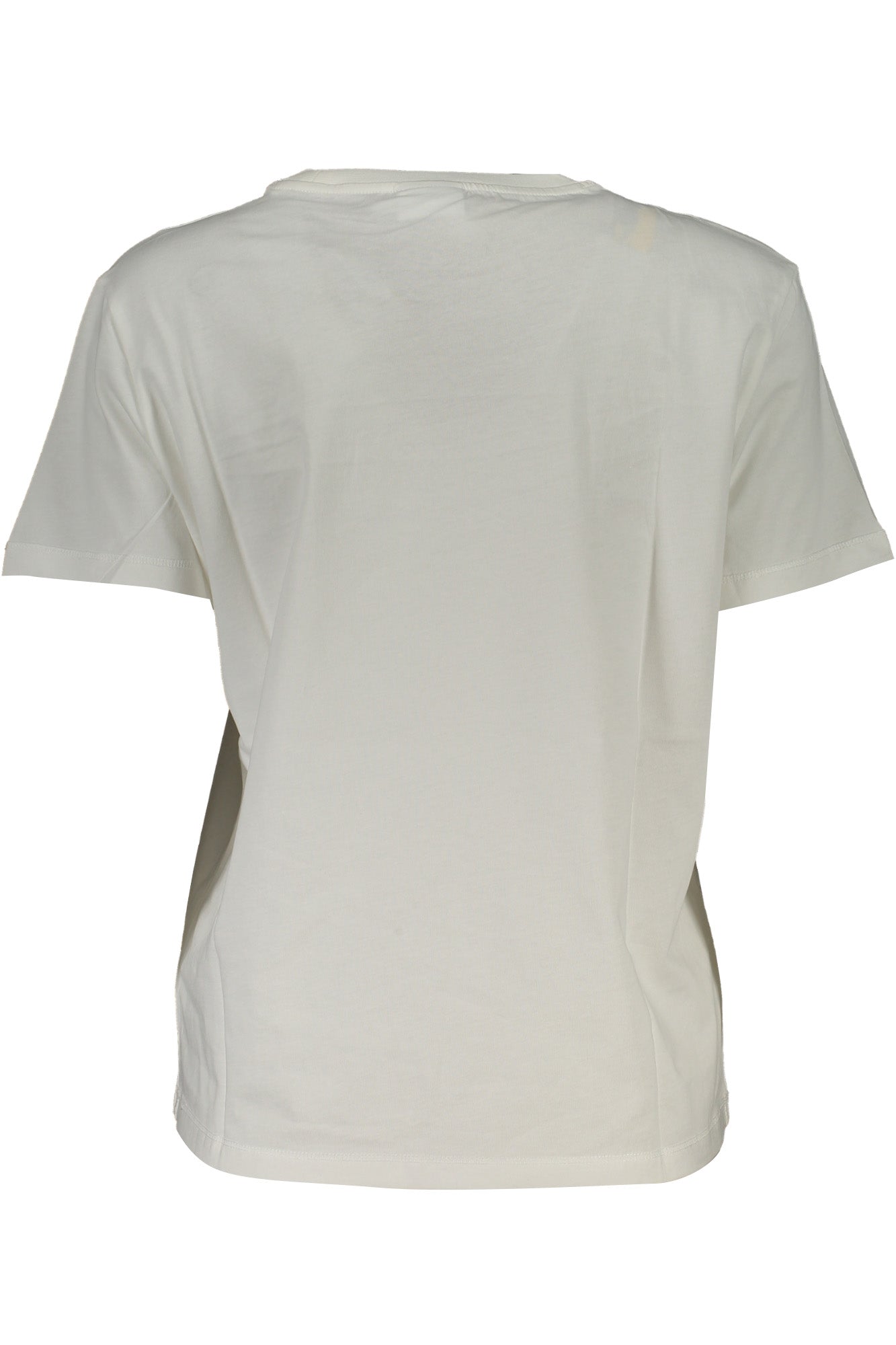 24SWTK58_BI1000 – Weißes Damen-T-Shirt aus Bio-Baumwolle mit Kontrastdetails – Größe: XS, S, XL – Farbe: Bianco