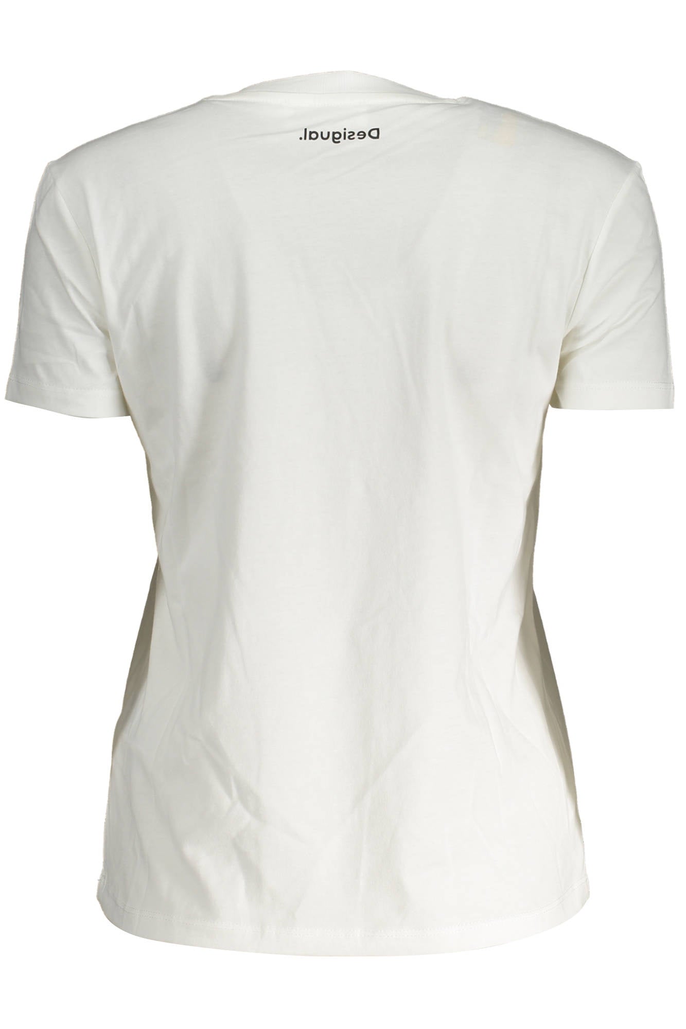 23SWTK92_BIANCO_1000 – Weißes Kurzarm-Damen-T-Shirt mit Applikation und Rundhalsausschnitt – Größe: 2XL – Farbe: Bianco