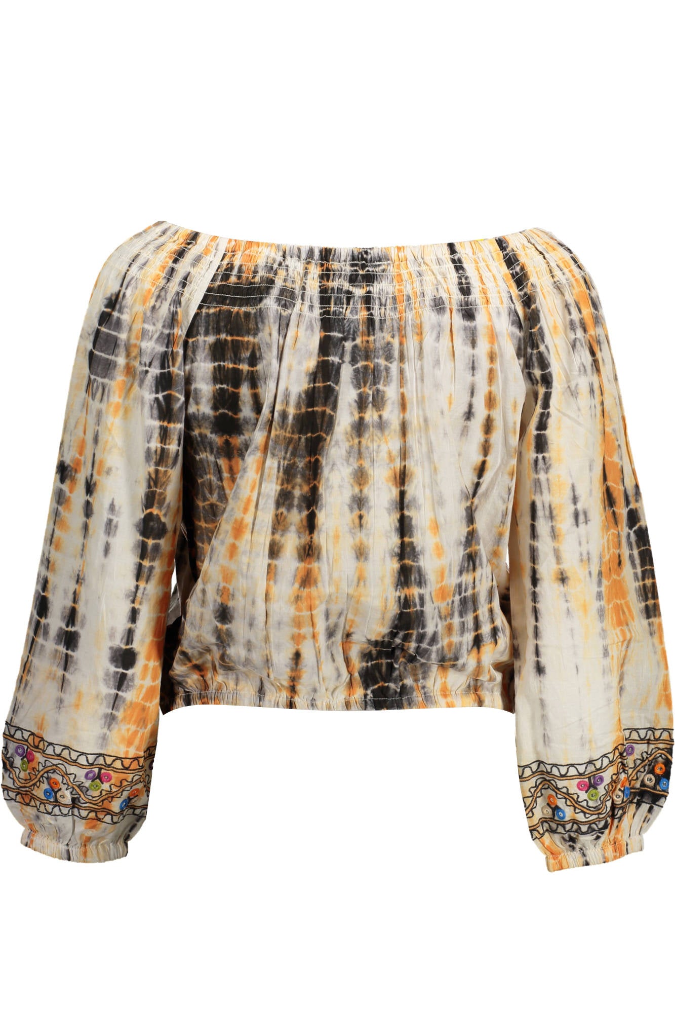 22SWBW10_BEIGE_7011 – Beiges Damen Langarmshirt mit Kontrastdetails und stilvollen Akzenten – Größe: L, XL, 2XL – Farbe: Beige