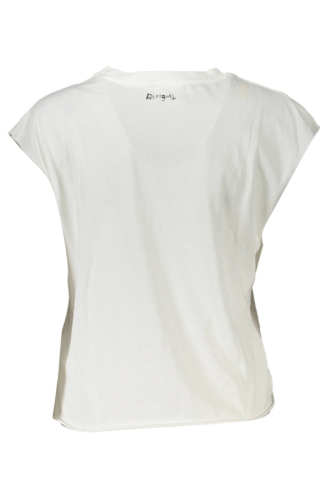 23SWTK06_BIANCO_1000 – Stylisches Weißes Damen T-Shirt: Ärmellos mit Kontrastreichem Druck – Größe: M, L, XL – Farbe: Bianco