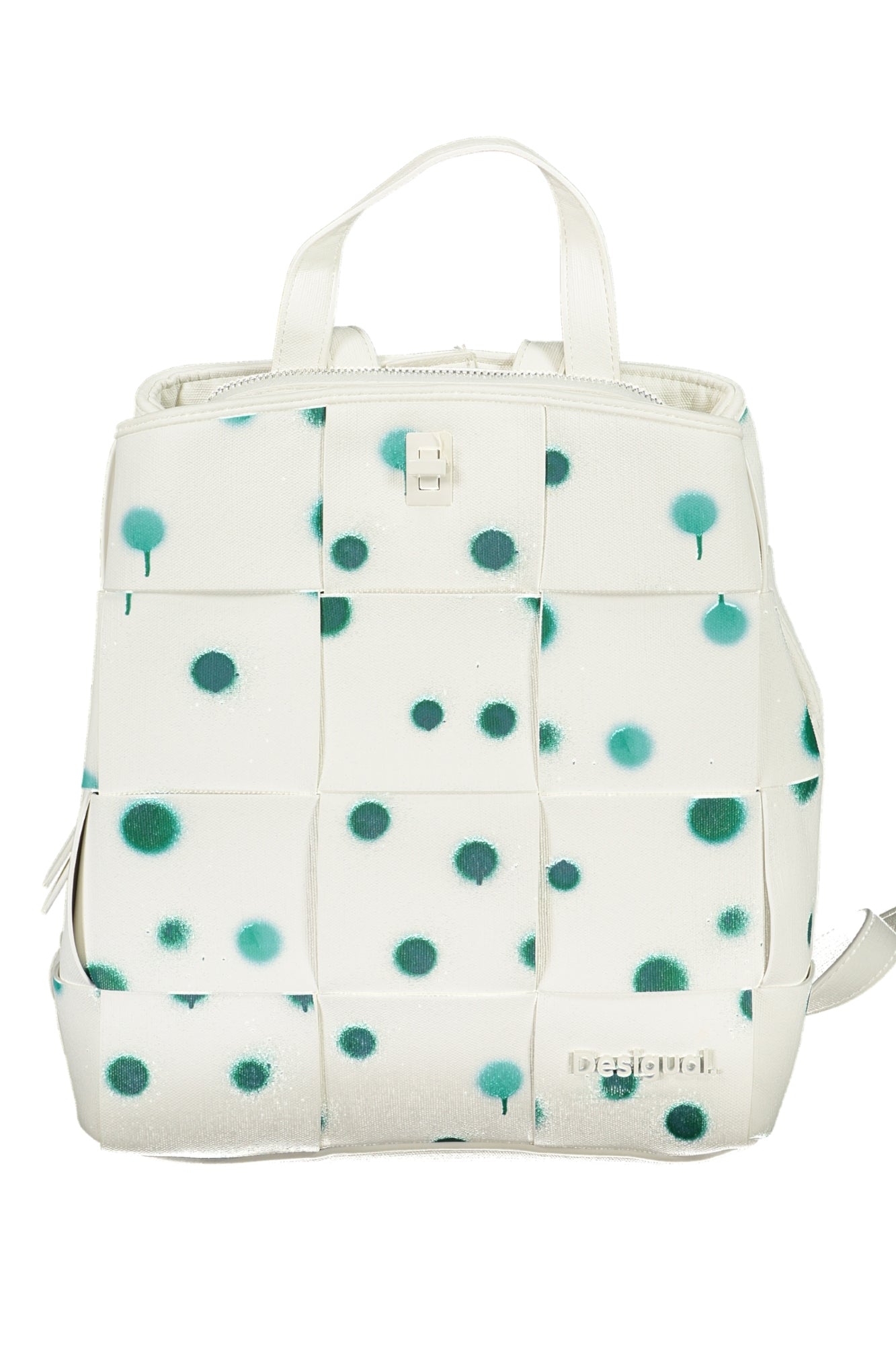 24SAKP13_BI1000 – Stylischer Damen-Rucksack in Weiß mit Punkten und Kontrastdetails – Größe: UNI – Farbe: Bianco