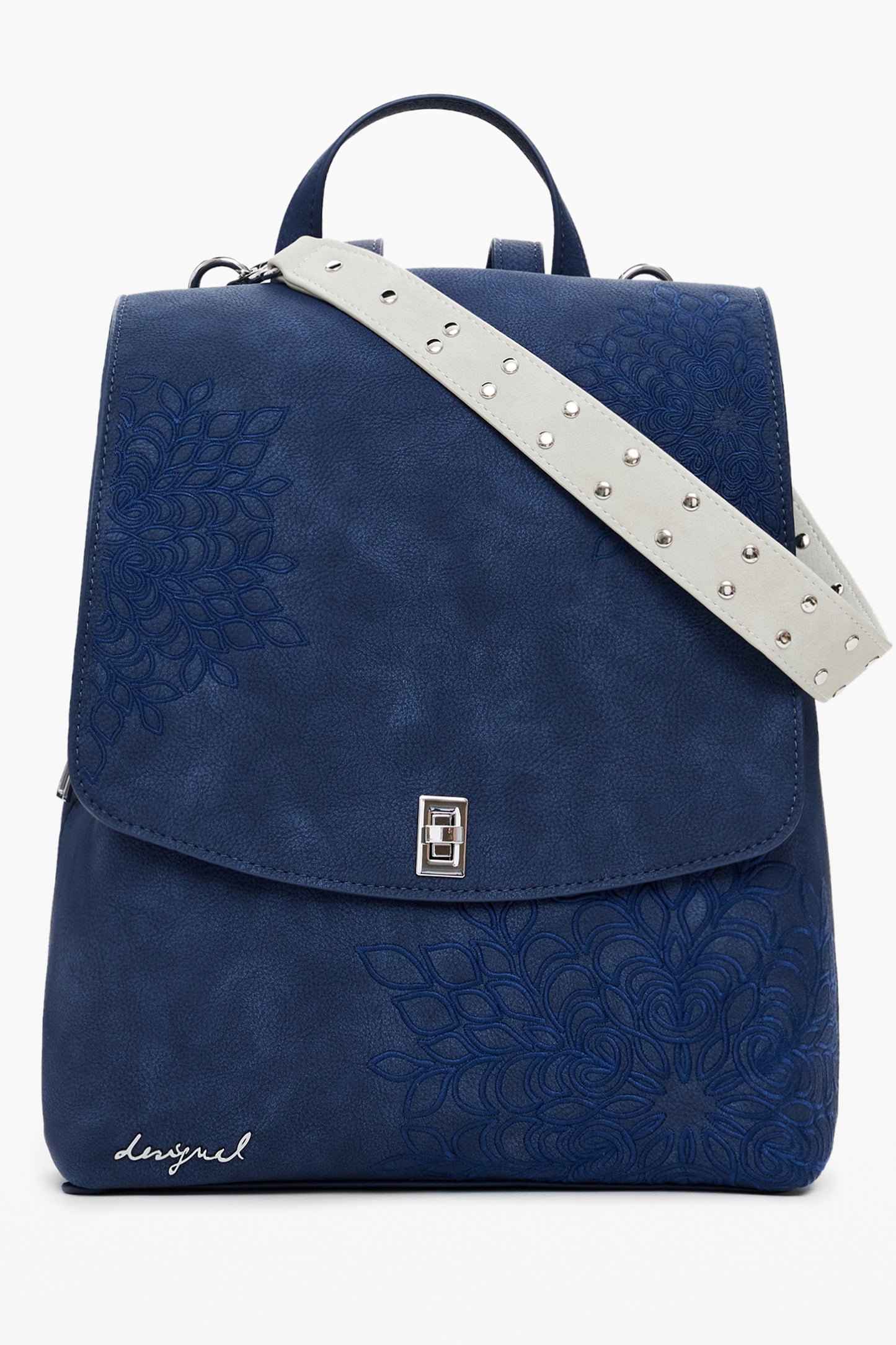 25WAKP34_BL5031 – Blauer Damenrucksack mit Stickereien, Mini-Design, vielseitige Gurte – Größe: UNI – Farbe: Blu