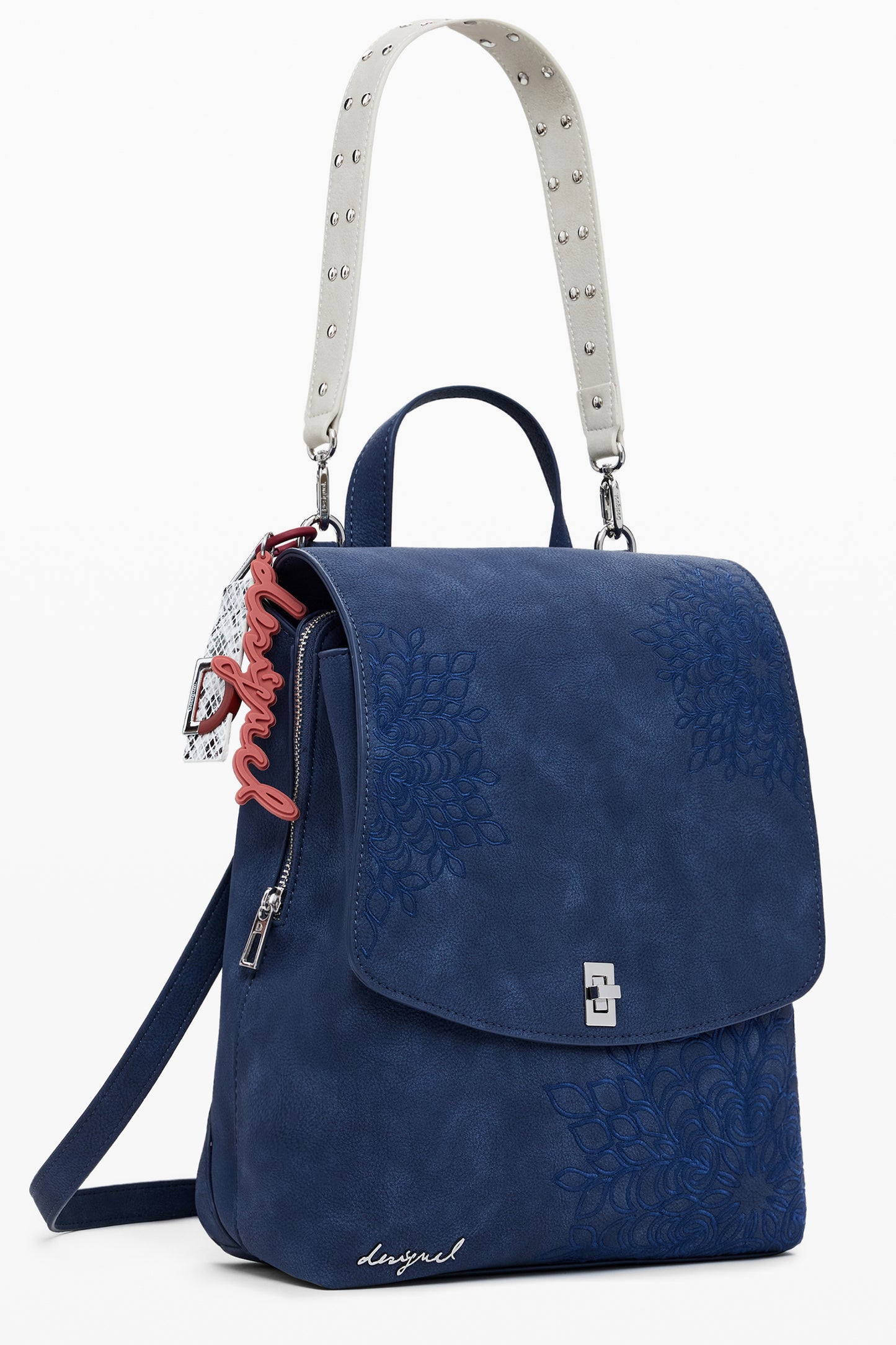 25WAKP34_BL5031 – Blauer Damenrucksack mit Stickereien, Mini-Design, vielseitige Gurte – Größe: UNI – Farbe: Blu