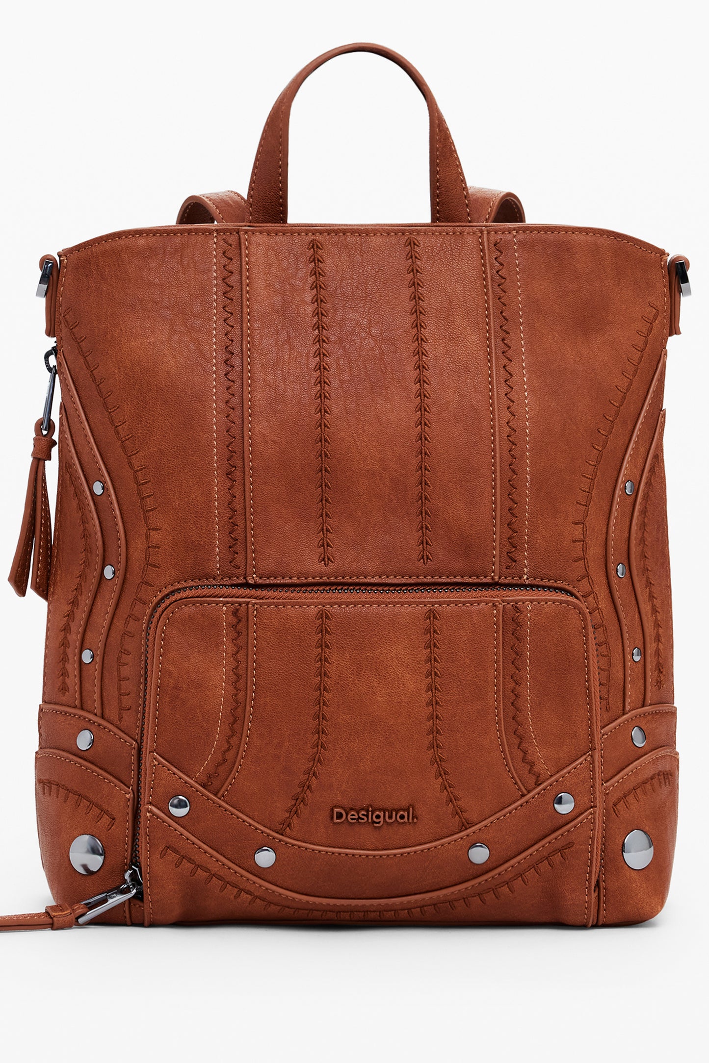 25WAKP23_MA6011 – Stylischer Damen-Rucksack Braun mit Stickerei und Kontrastdetails – Größe: UNI – Farbe: Marrone