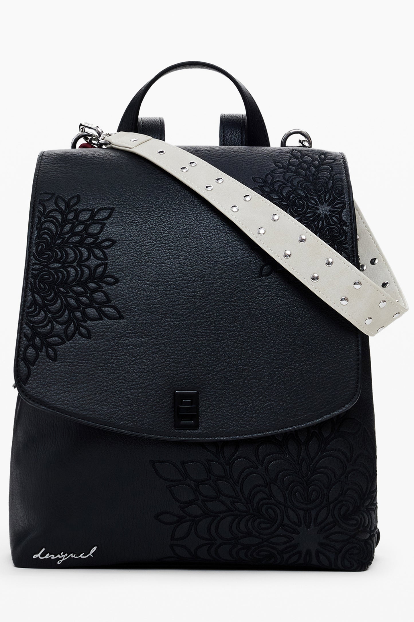 25WAKP19_NE2000 – Stylischer Damen-Rucksack Schwarz mit abnehmbarem Schulterband – Größe: UNI – Farbe: Nero