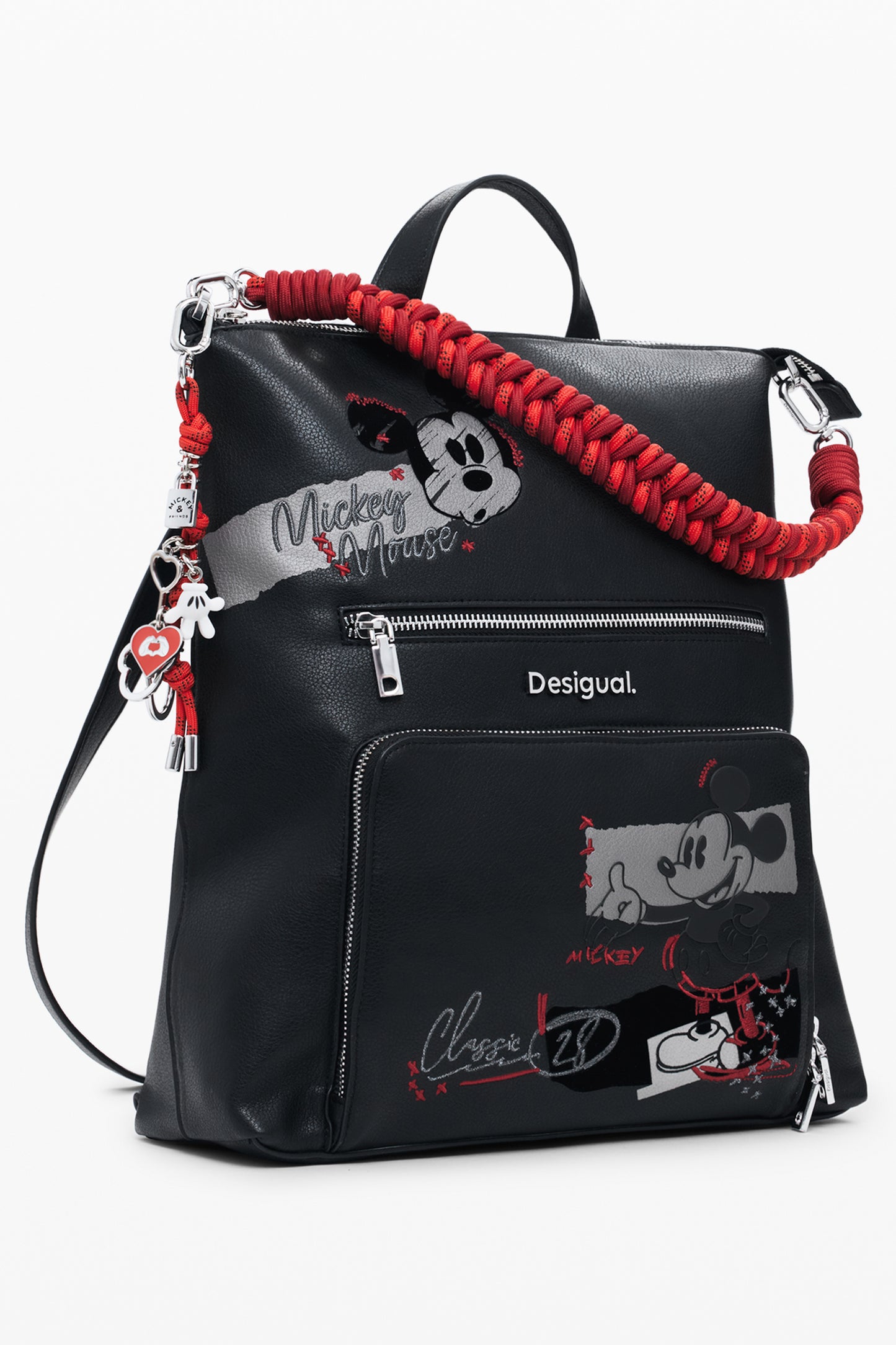 25WAKP01_NE2000 – Stylischer Damen-Rucksack in Schwarz mit Mickey Print und Stickerei – Größe: UNI – Farbe: Nero