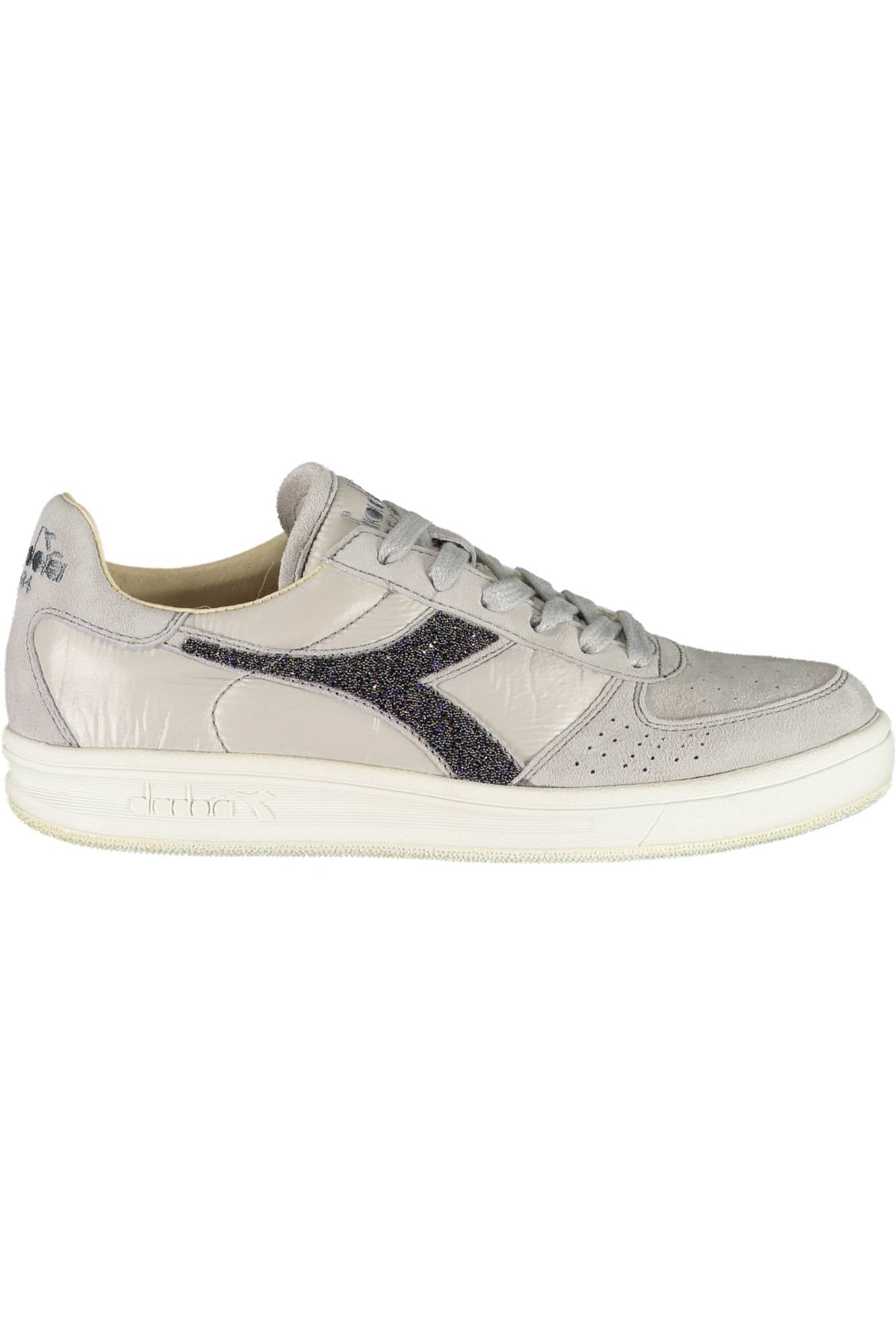 201173885F_GRIGIO_75072 – Damen Sportschuh Grau mit Swarovski-Kristallen und Kontrastdetails – Größe: 36 ½, 37 – Farbe: Grigio