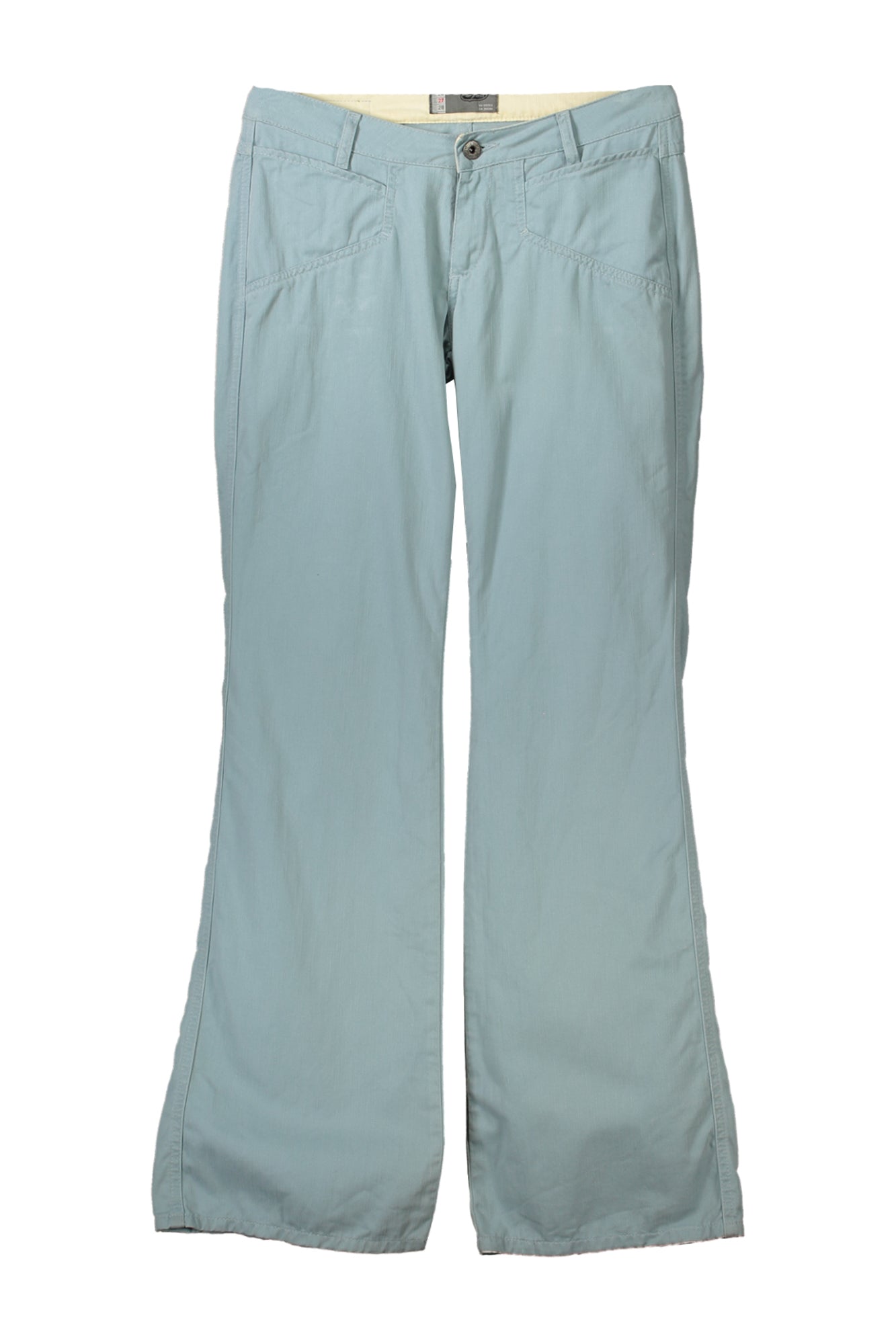 9324355DSL_529D415_AZZURRO255 – Damen Fischerhose Blau mit 6 Taschen, Knopf & Reißverschluss – Größe: 27 – Farbe: Azzurro