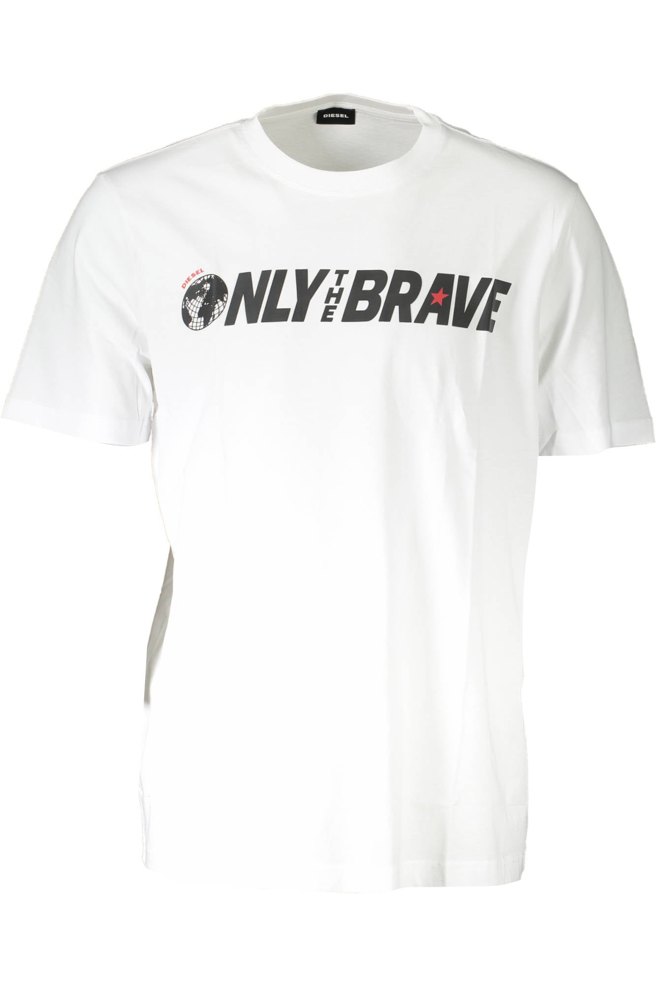 SD92-T-JUST_BIANCO_100 – Weißes Herren T-Shirt: Kurzarm & Rundhalsausschnitt mit Logo Applikation – Größe: M, L, XL, 2XL – Farbe: Bianco