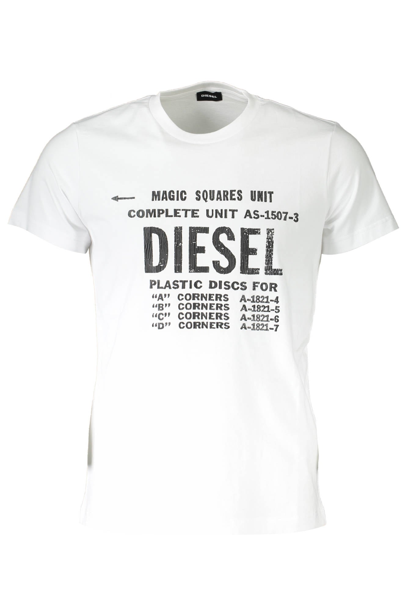 SXE6-T-DIEGO_BIANCO_100 – Stylisches Kurzarm Herren T-Shirt in Weiß mit Druck und Rundhalsausschnitt – Größe: XL, 2XL – Farbe: Bianco