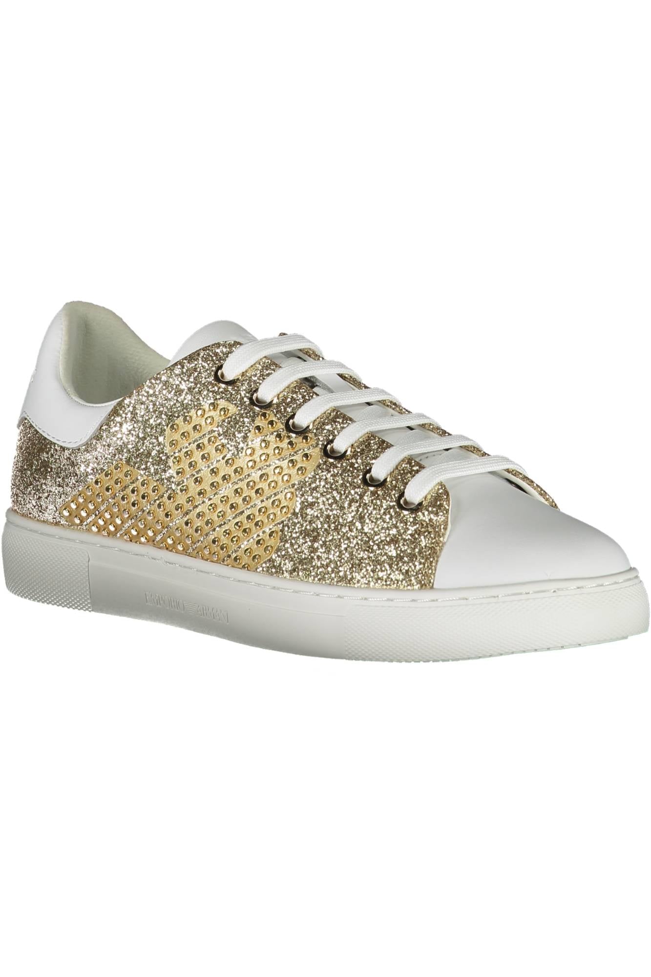 X3X071-XM544_ORO_R579 – Elegante Damensneaker in Gold mit Kontrastdetails und Print-Logo. – Größe: 35 – Farbe: Oro