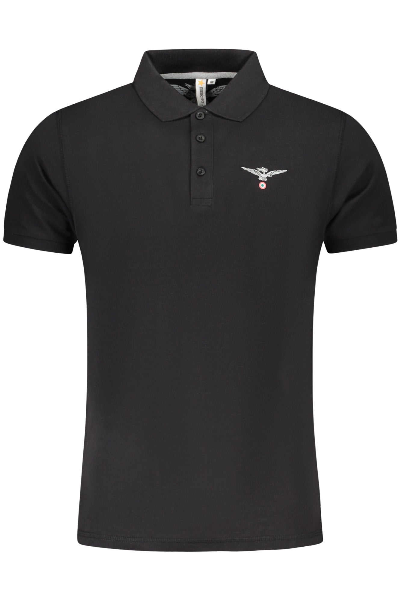 S5S631-5584_NE002 – Elegantes Herren-Kurzarm-Poloshirt, Schwarz, Adler-Motiv – Größe: S, M, L, XL, 2XL, 3XL – Farbe: Nero